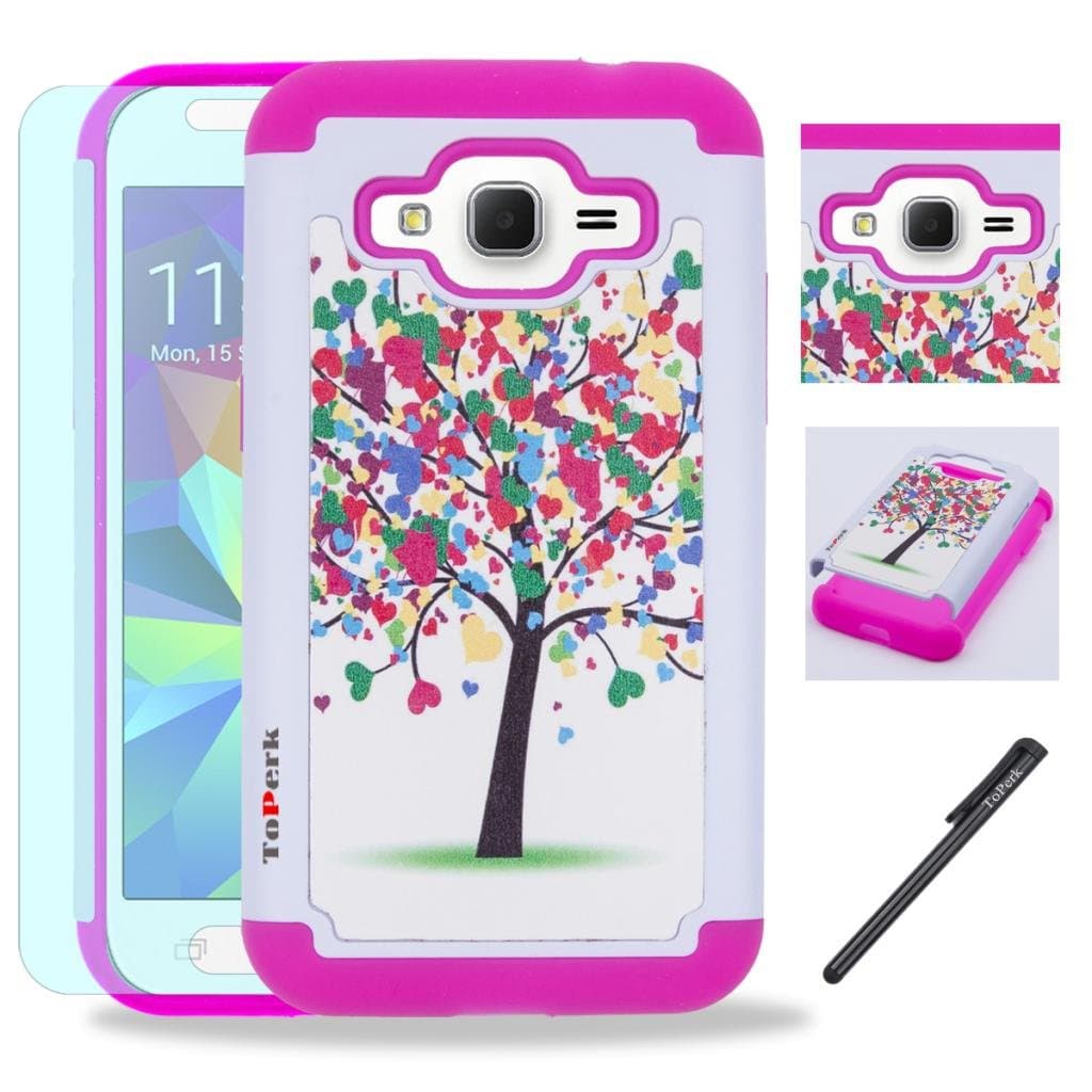 Samsung Galaxy Core Prime G360 / Prevail LTE Case, ToPerk (TM) Cyber Graphic Armor Case + Free HD Screen Protector & Stylus Pen As Bundle Sale - Love Tree