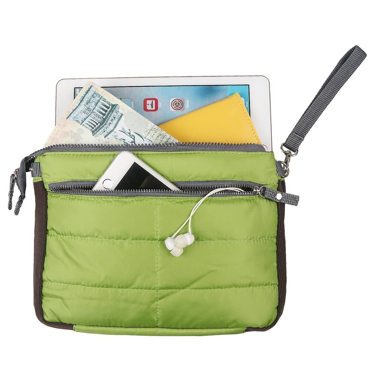 ZIZLY Gadget Pouch Multi-Functional Storage Organizer Bag Zip & Cushion Protection for I Pad Tablet iPhones Electronics Accessories, I Pad/Tablet Pouch 13 Pocket