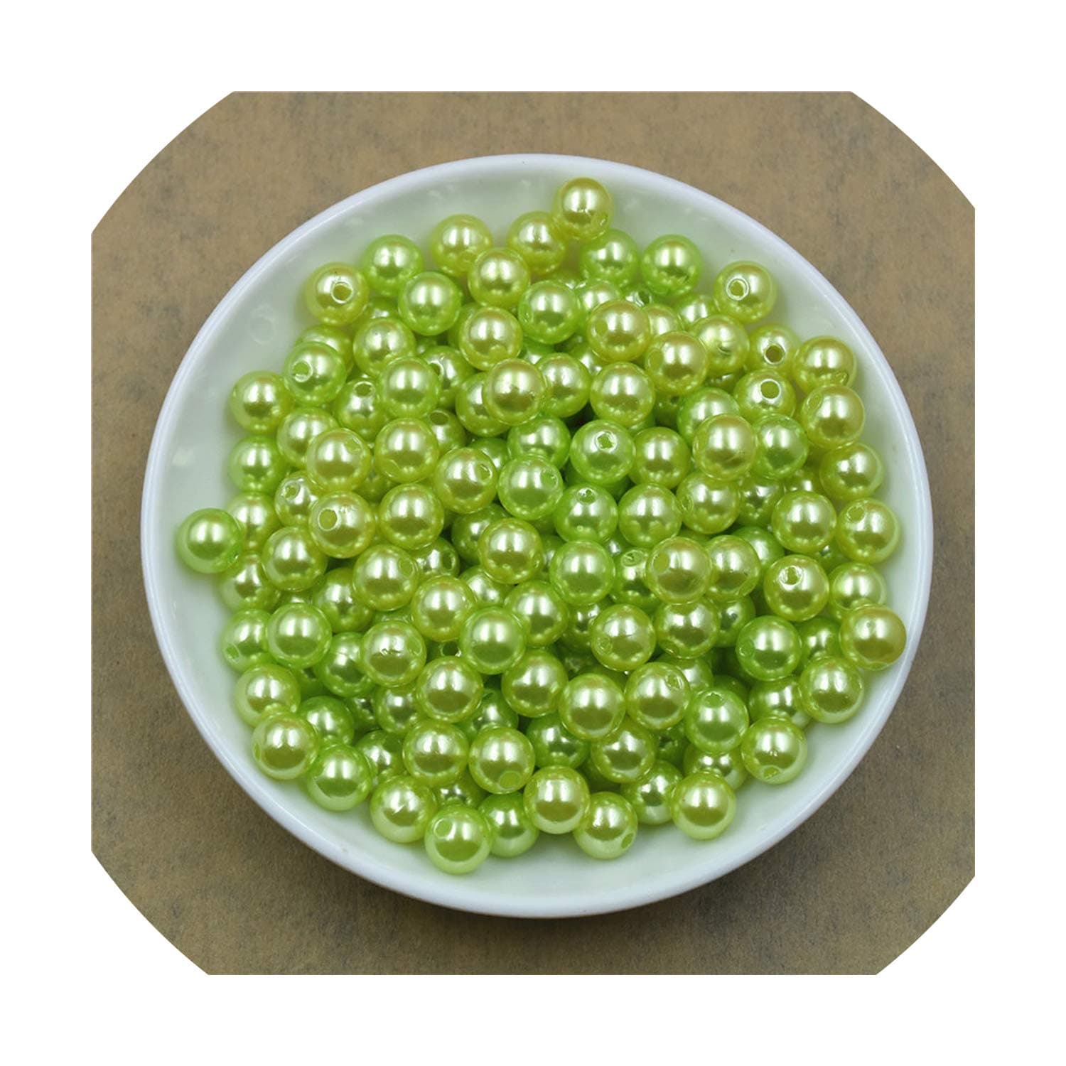 100pcs/bag with Hole ABS Imitation Pearl Beads 4/6/8/10/12MM Round Plastic Acrylic Spacer Bead for DIY Jewelry Making Findings,Grass Green,4mm x 300pcs