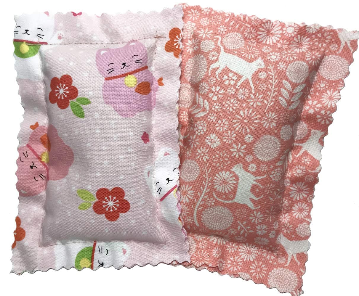 Johnson Pet Products Catnip Pillow Sacks Two Pack Pinks Handmade in The USA