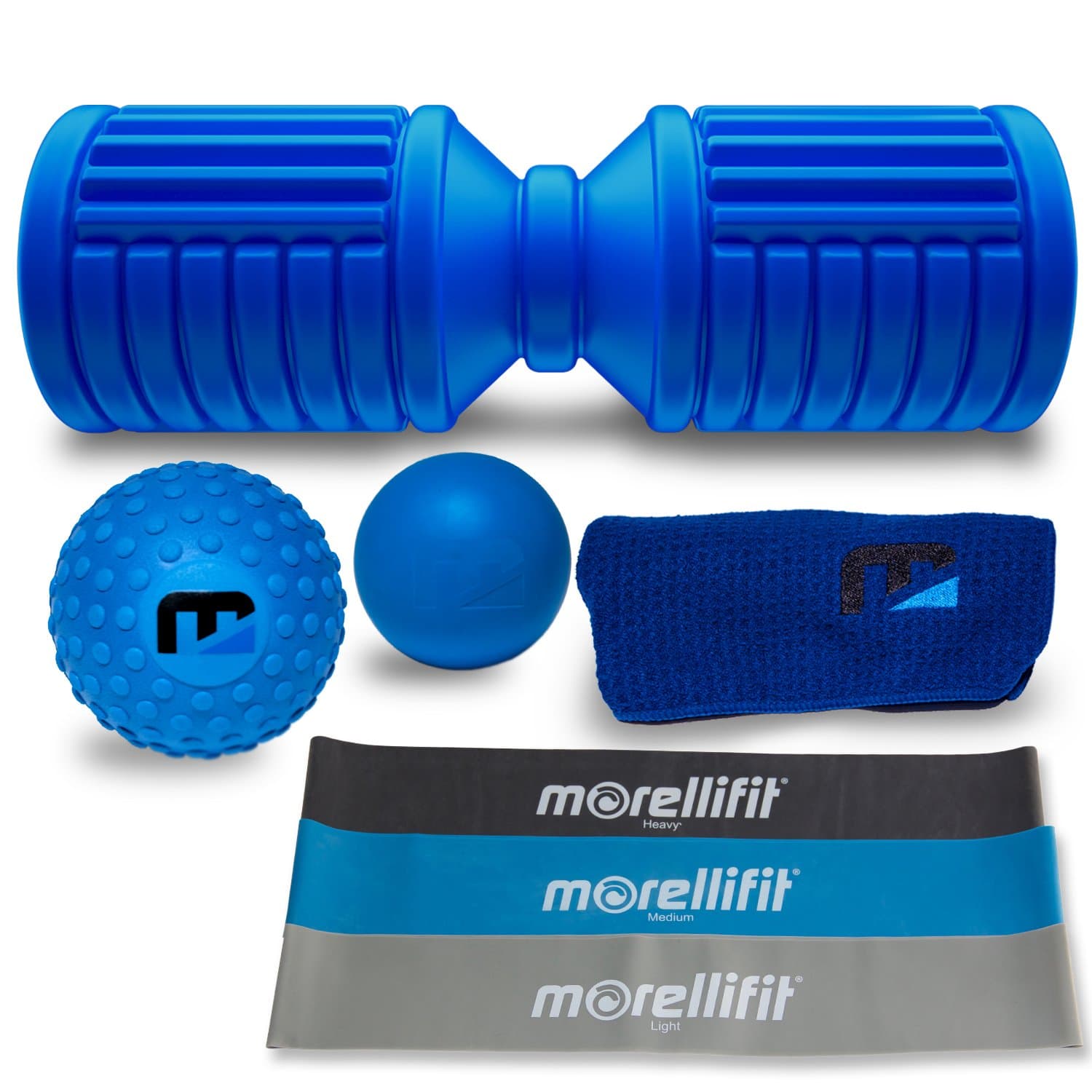 Foam Roller & Muscle Roller Set – Post Workout Kit w/ Massage Roller, Massage Ball Set, 3 Exercise Resistance Bands, Towel & Carrying Bag – Ideal for Muscle & Lower Back Pain Relief, Plantar Fasciitis
