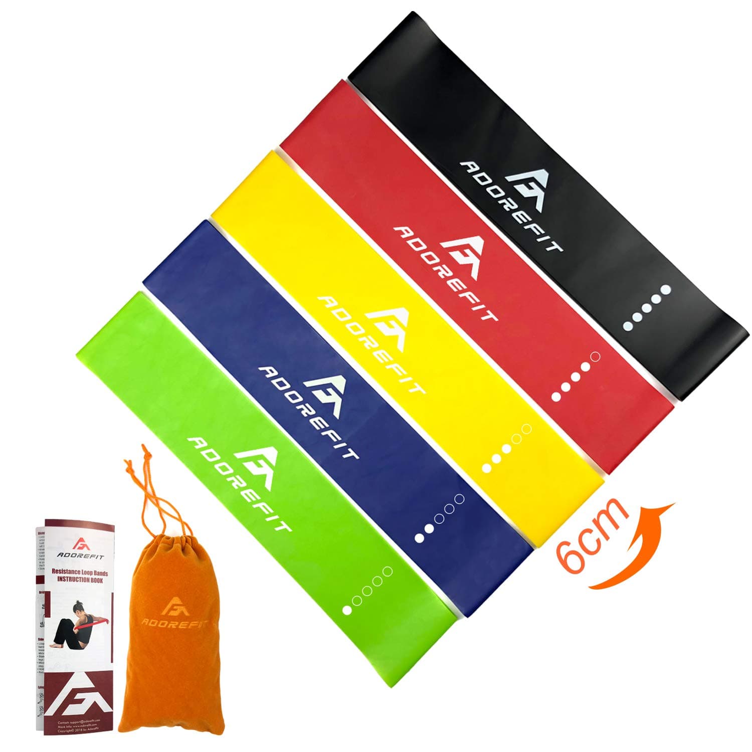 Resistance Band Exercise Loops - Width Upgraded Nature Latex Elastic Bands for Workout,Fitness,Home Gym,CrossFit,Pilates,Stretch,Yoga,Rehabilitation with Printed Instruction,Video Guide & Carry Bag