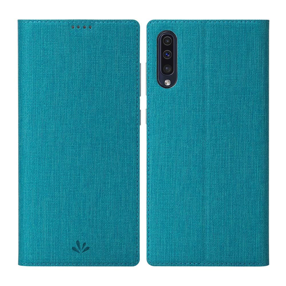 DDJ A50 Case Cover, Soft TPU&PU Leather Flip Case with Kickstand,Multi-Function Wallet Slot Shockproof Protective Phone Case for Galaxy Samsung A50 (Blue)