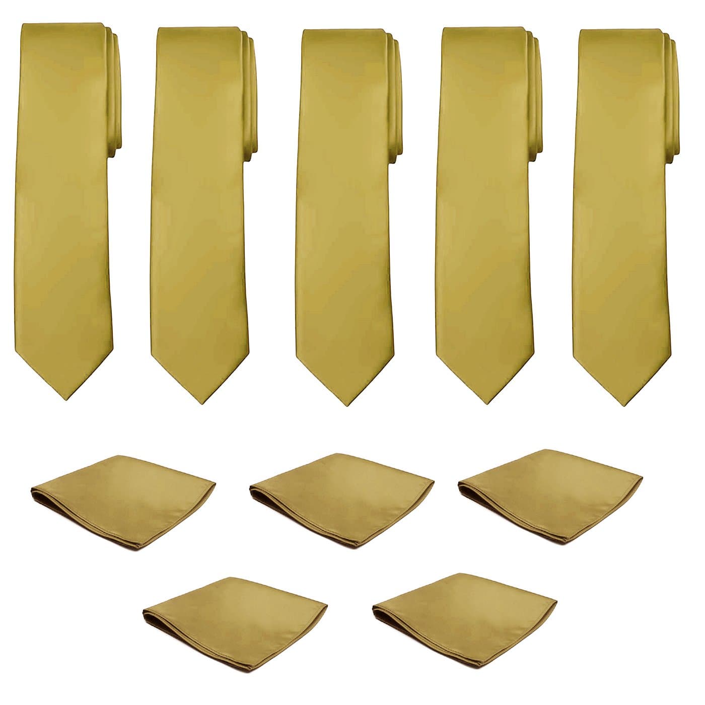 Mens Necktie Pocket Square 10 Pcs Set Solid Color Tie and Handkerchief for Wedding