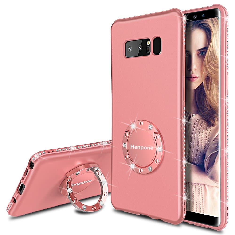 Henpone Samsung Galaxy Note 8 Case, Bling Bling Glitter Sparkle Designer Cases Slim Fit Shockproof Shining Fashion Style for Samsung Galaxy Note 8 -Rosegold