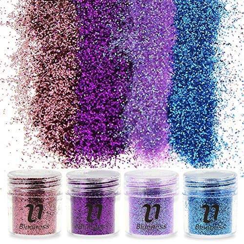 Blueness 4 Bottles 4 Colors Design Sequin Dust 3D Nail Glitter Decorations Acrylic Glitters Powder Nail Art Tips BG021 - BG024