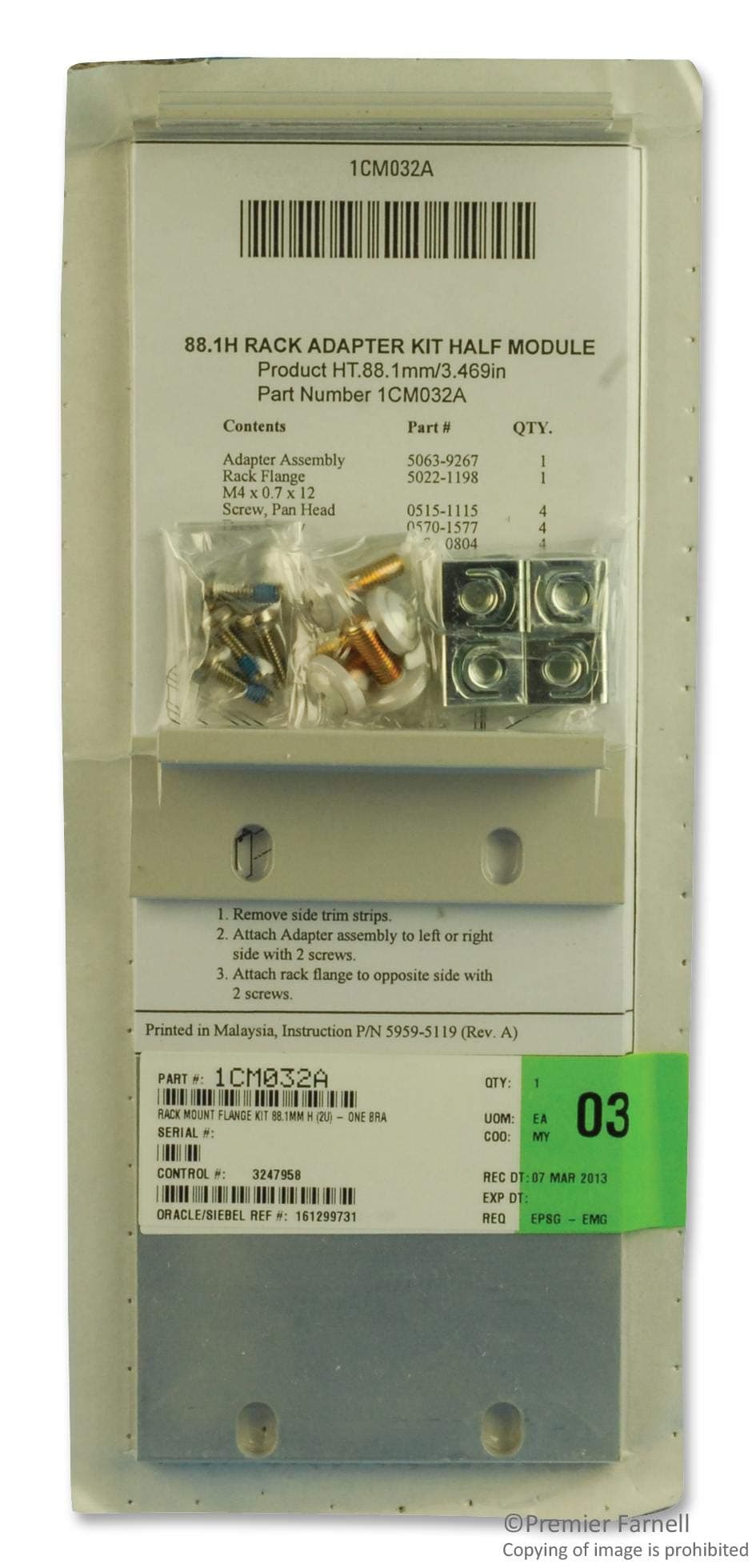 KEYSIGHT Technologies 1CM032A Rack Mount Kit, Rack Mount Kit, Keysight 3499B Series Switch & Control Systems