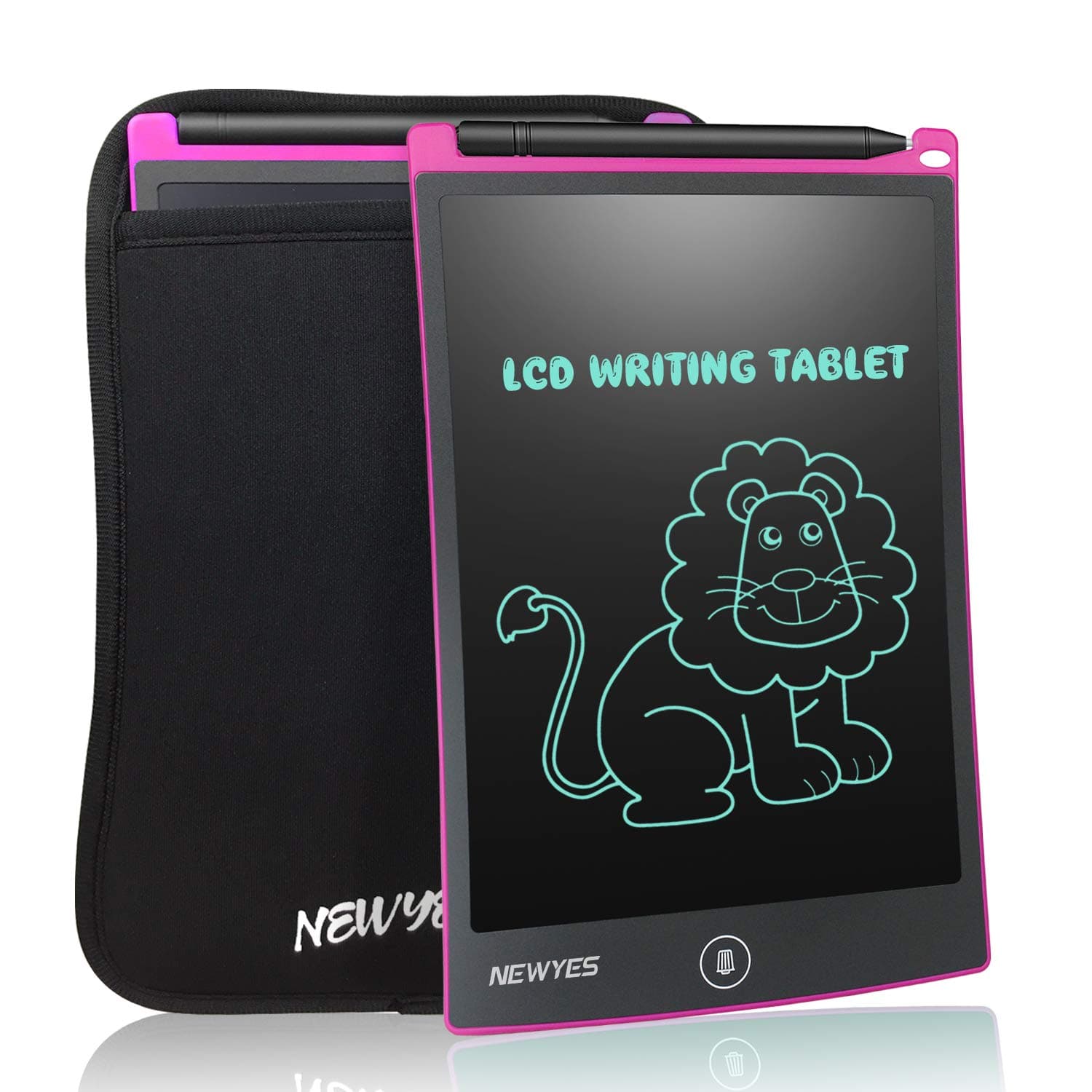 8.5 Inch LCD Writing Tablet with Sleeve Touch Pad Office Memo Board Magnetic Fridge Message Whiteboard (Pink+case)