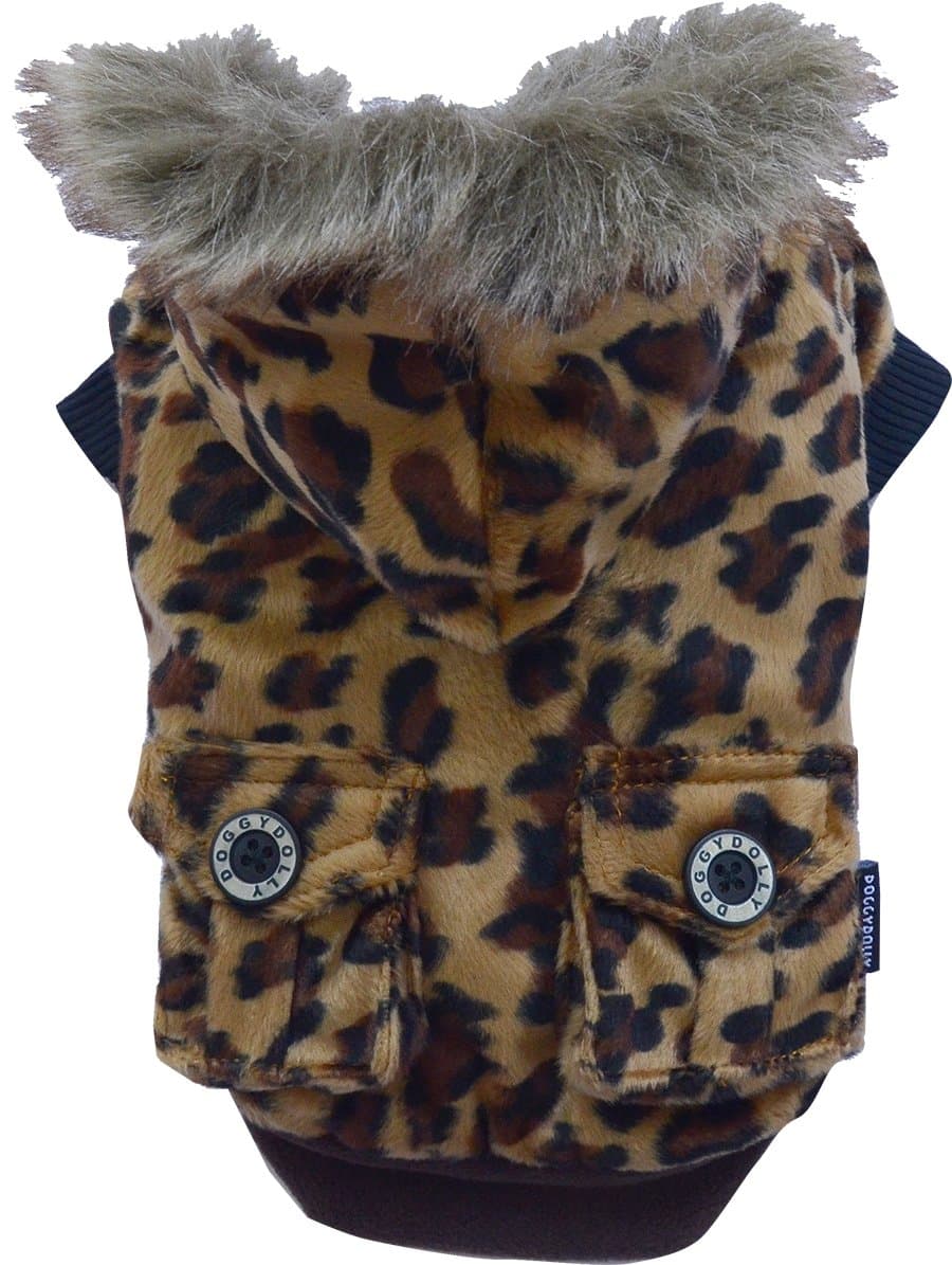 DoggyDolly Authentic Animal Print Fur Coat, Small