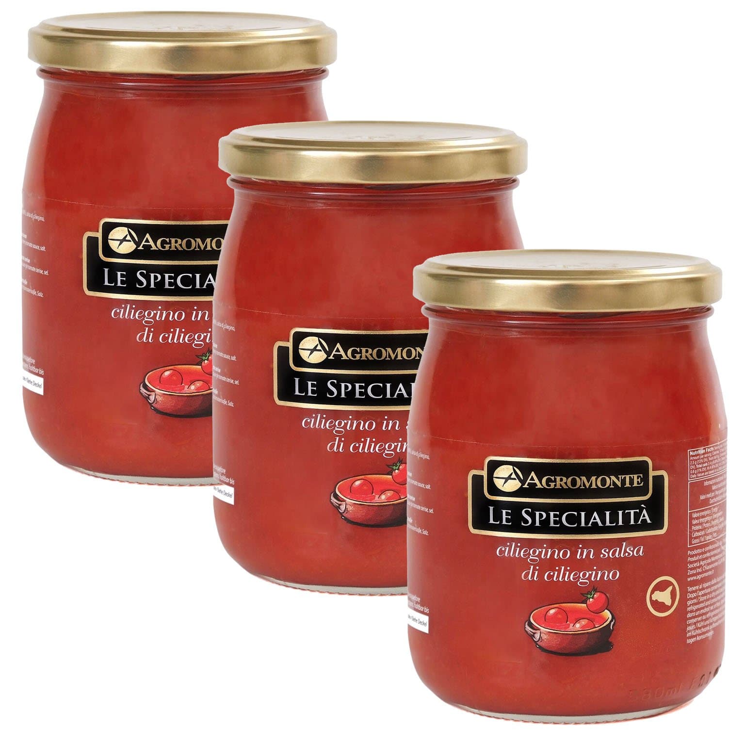 Agromonte Authentic Italian Cherry Tomatoes in Cherry Tomato Sauce Certified Kosher 19.75 oz 3 pack