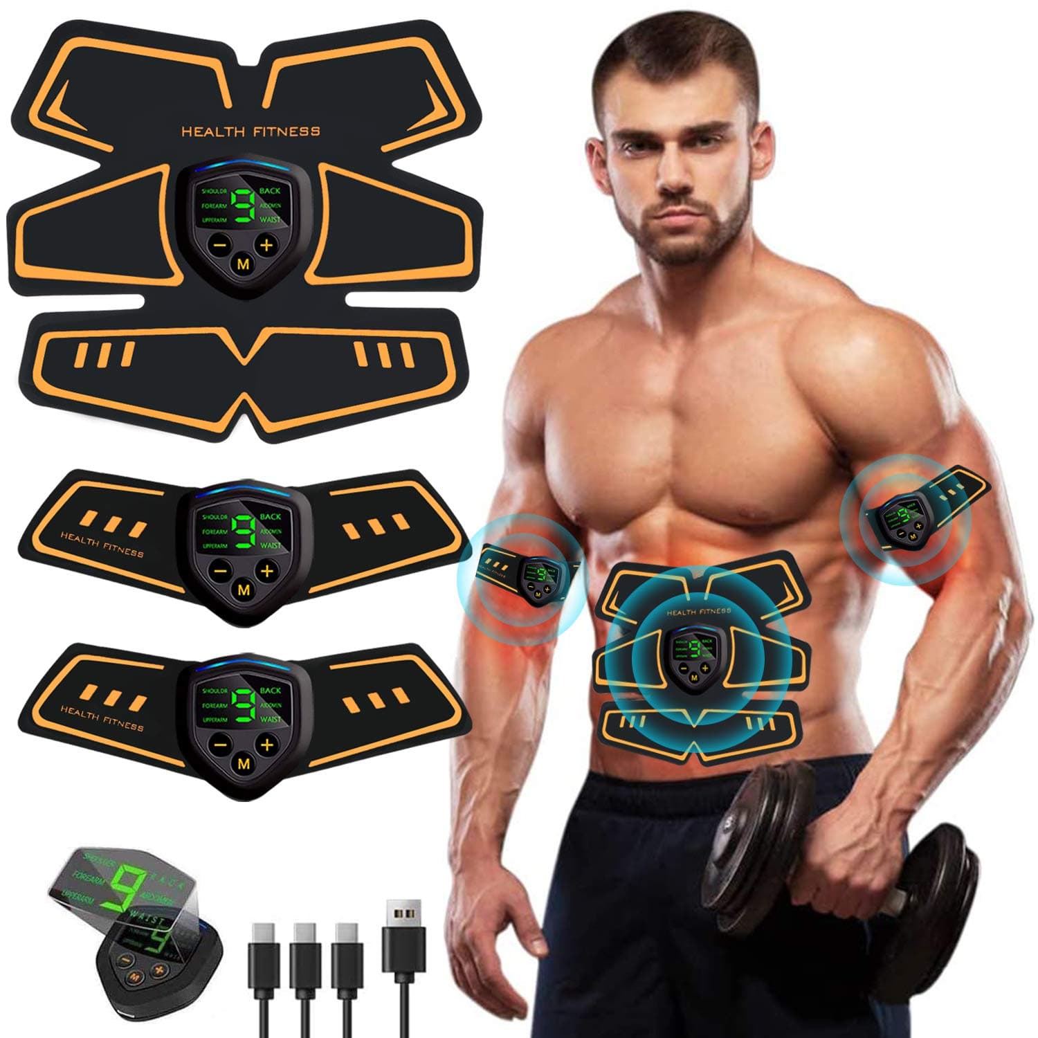 ZHENROG ABS Trainer Muscle Stimulator, EMS Ab Toner Belt Abdominal Exerciser Abs Stimulator Muscle Toner Stomach Toning Belt Six Pack Abs Pad Muscle Training for Men & Women
