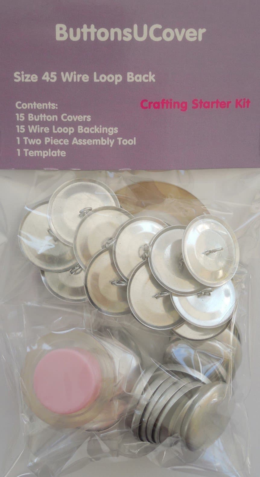 ButtonsUCover Cover Buttons Wire Loop Back Crafter's Starter Kit Size 45