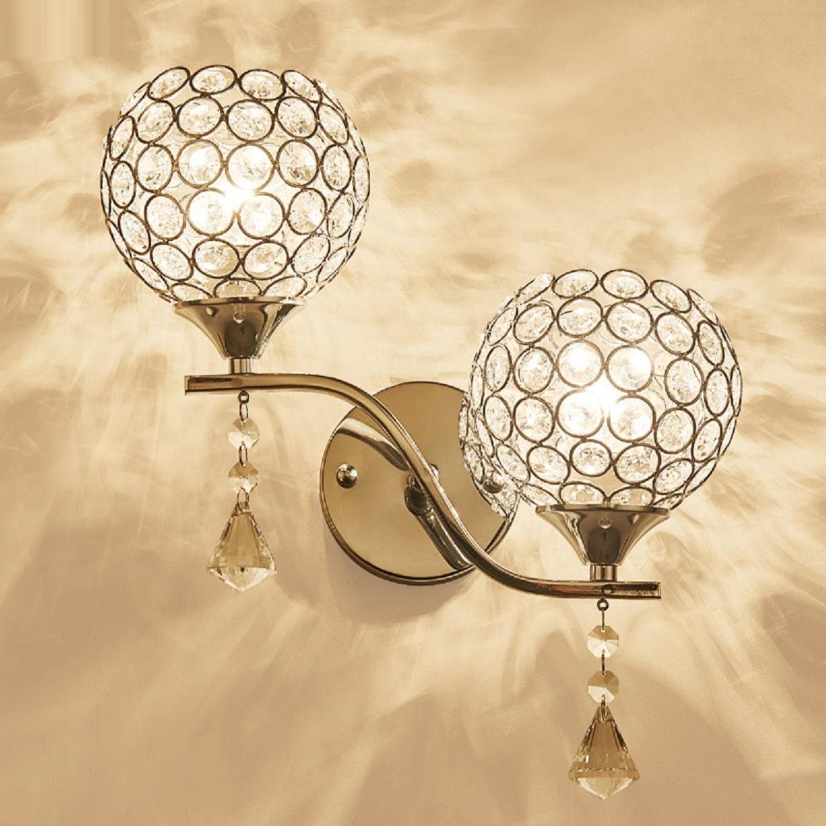 Maniny Wall Lamp Single Double Head Bedside Wall Lamp Bedroom Crystal Creative Modern Living Room Led Stair European Wall Lights, b