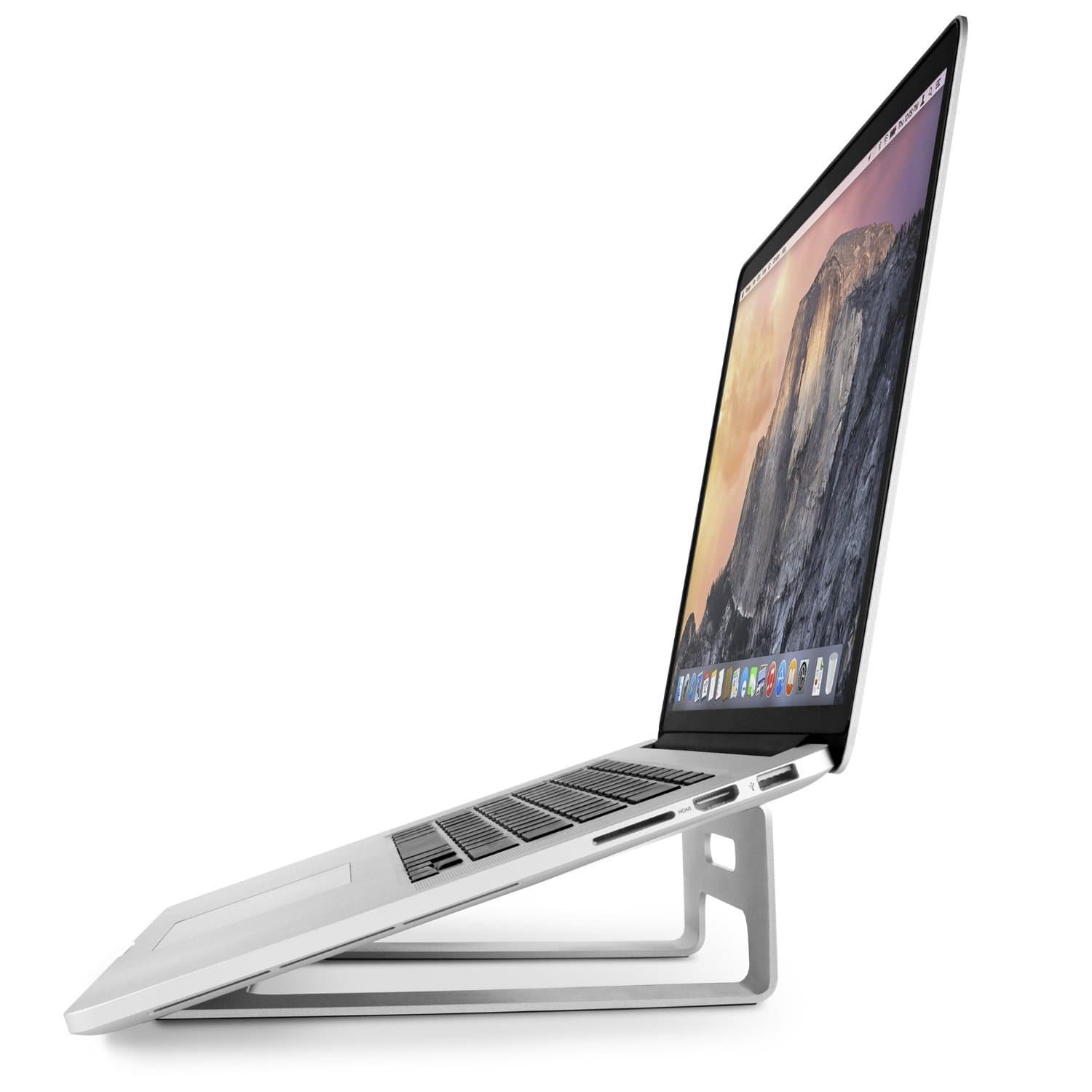 Laptop Stand by Spherecalls Solid Aluminum with Silicone Pads, 1 Universal Laptop Stand for Ergonomic Comfort, Laptop Cooling Stand. for All Laptops 11 to 15'', Perfect MacBook Stand in Silver