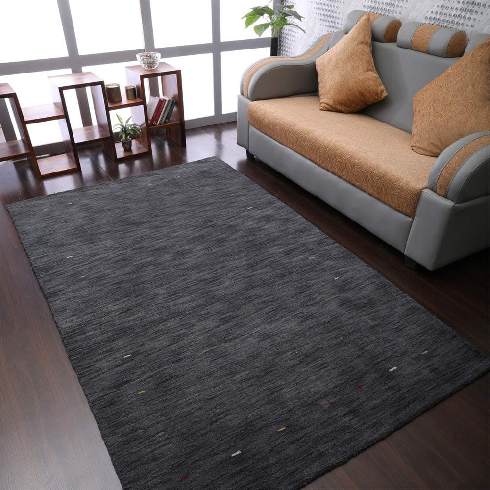 Rugsotic Carpets Hand Knotted Gabbeh Wool 8' x 10' Area Rug Contemporary Charcoal L00102