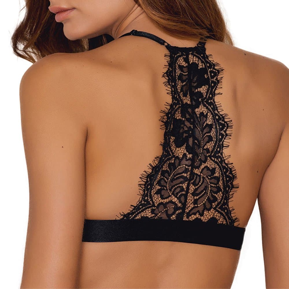 Womens Sexy Lace Racerback Patchwork Tops Bralette Bra