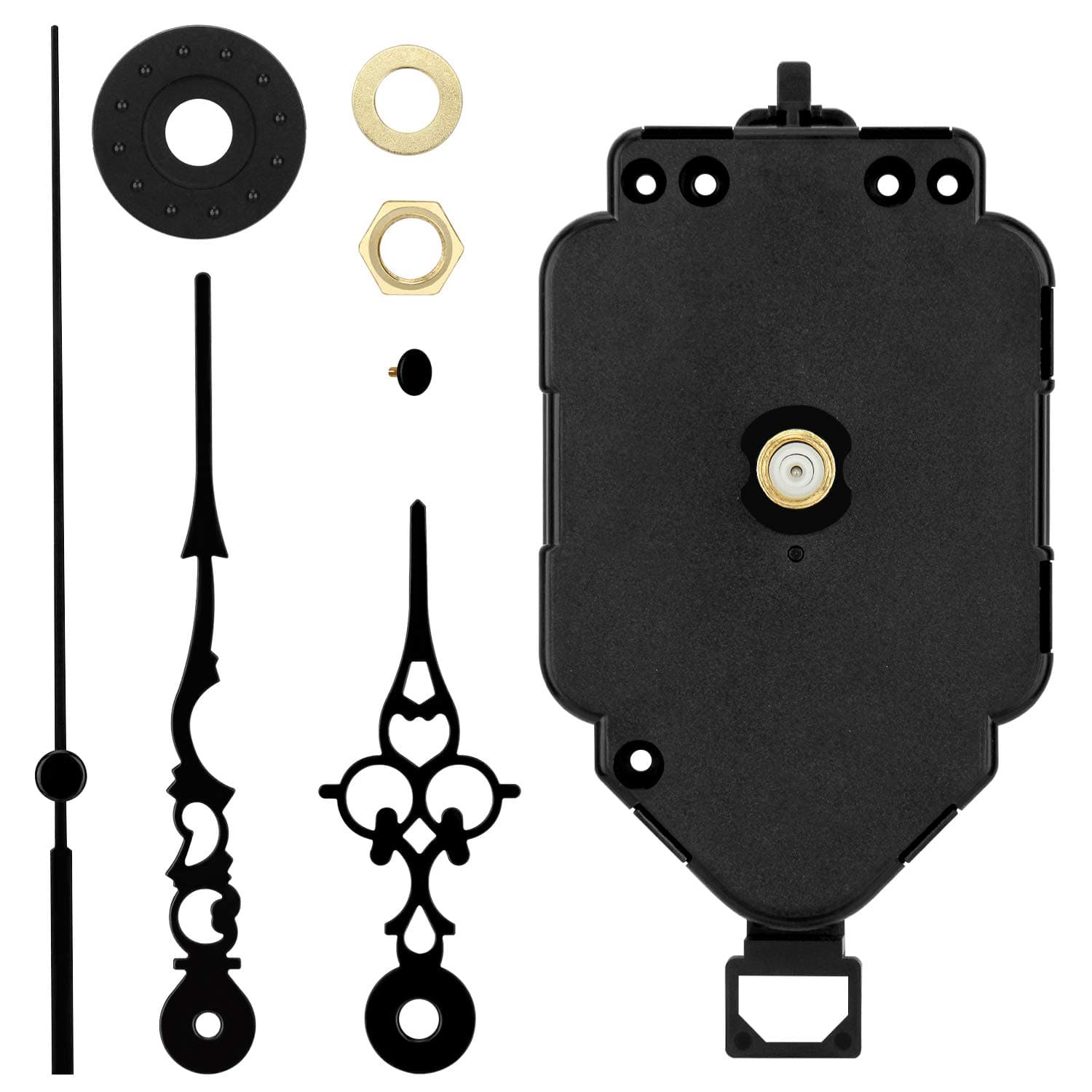 Blisstime Pendulum Clock Movement Mechanism Replacement, DIY Clock Motor Kits with Hands - 1/2 Inch Maximum Dial Thickness, 9/10 Inch Total Shaft Length