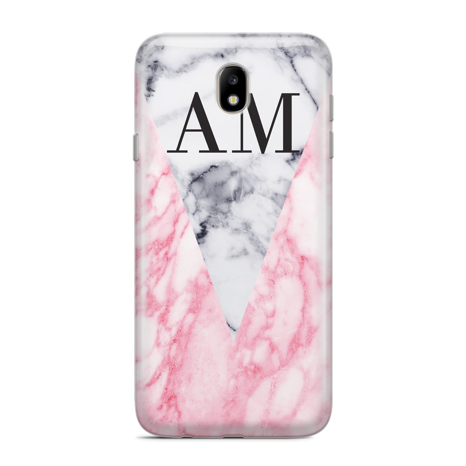PERSONALISED GREY INSET MARBLE INITIALS MOBILE PHONE CASE FOR SAMSUNG J7 2017