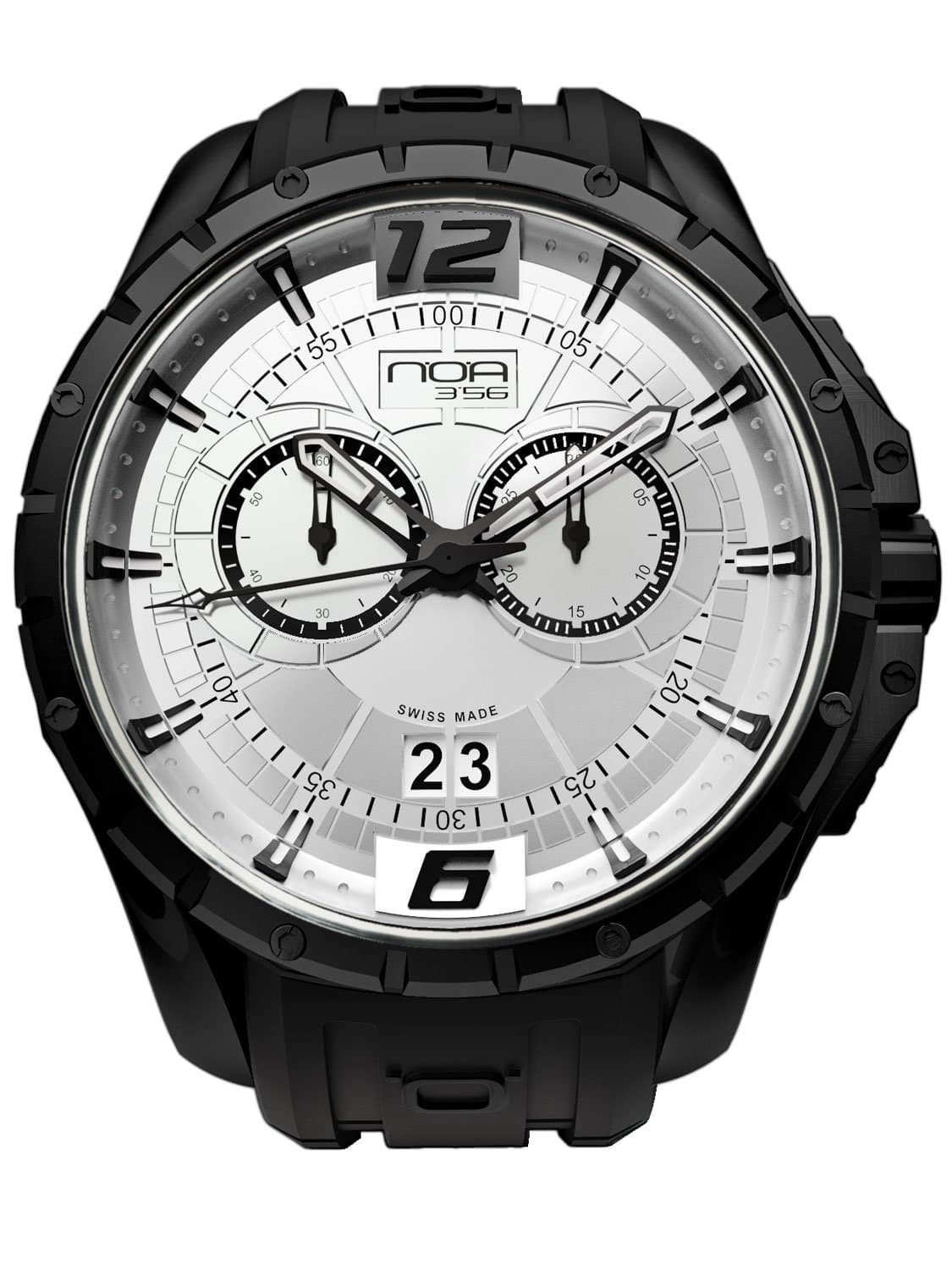 NOA Unisex Swiss Quartz Watch - Premium Analog Display With Light Gray Dial and Black Watch Band - Black Accents - Water Resistant Stainless Steel Fashion - SKCH-007