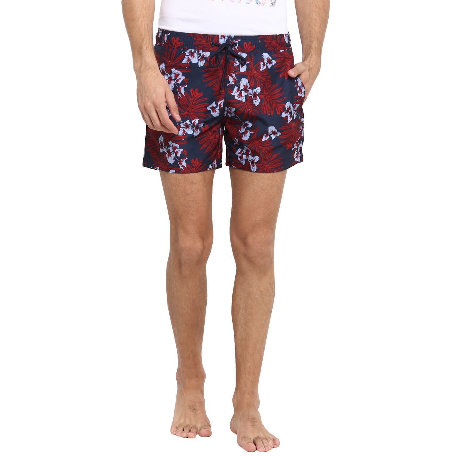 Mens Printed Swimwear Beach Shorts - Red