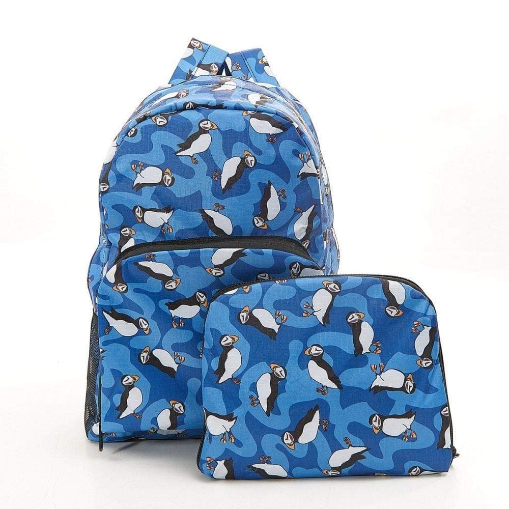 Faye UK Ltd. Eco-Chic Foldable Expandable Backpack Royal Blue New Puffin