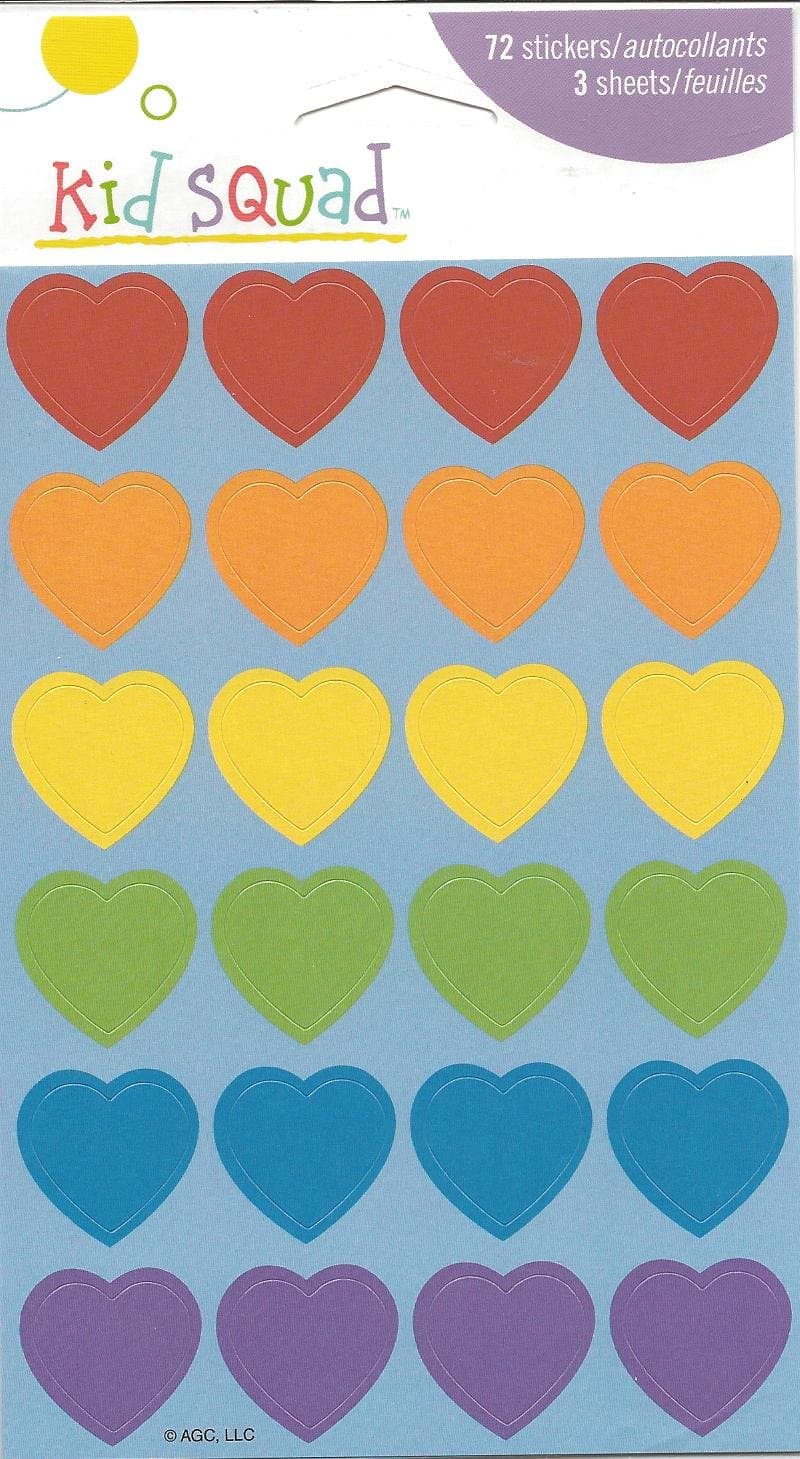 Bright Color Hearts Scrapbook Stickers (07053710)