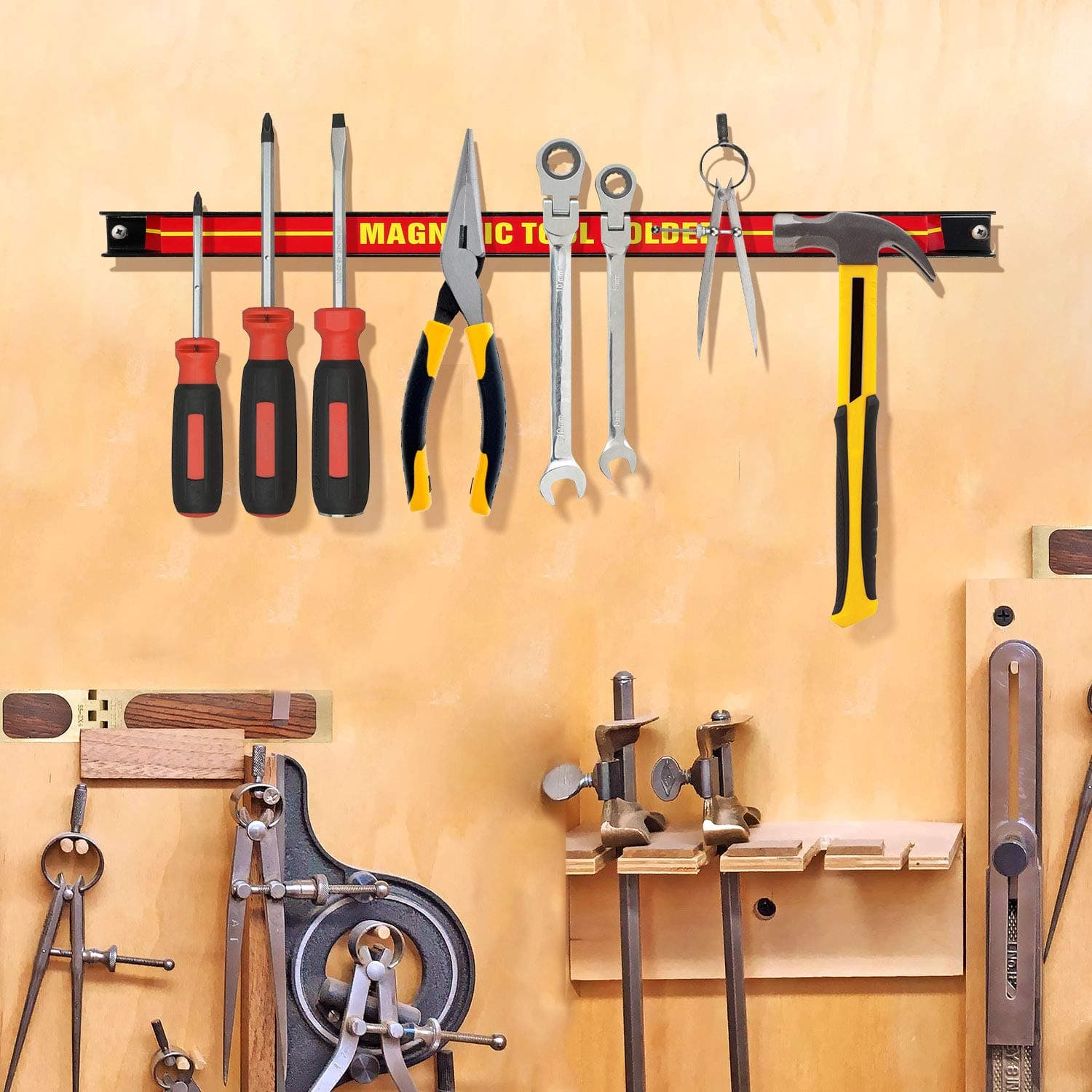 Bond Hardware® Magnetic Tool Holder Garage Workshop Workbench Wall Strip Tool Organiser (Set of 3 (12",18" & 24"))