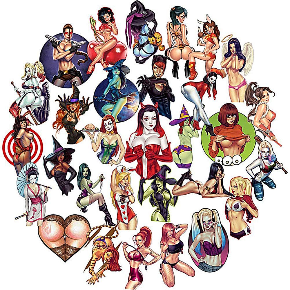 CHSTAR Devil Lady Water Bottles Stickers, Cool Laptop Sticker for Computer,Hydro Flask,Guitar,Bike,Skateboard Stickers Waterproof Vinyl Decals Stickers,Best Gift for Adult,Children,Teen 50pcs Pack