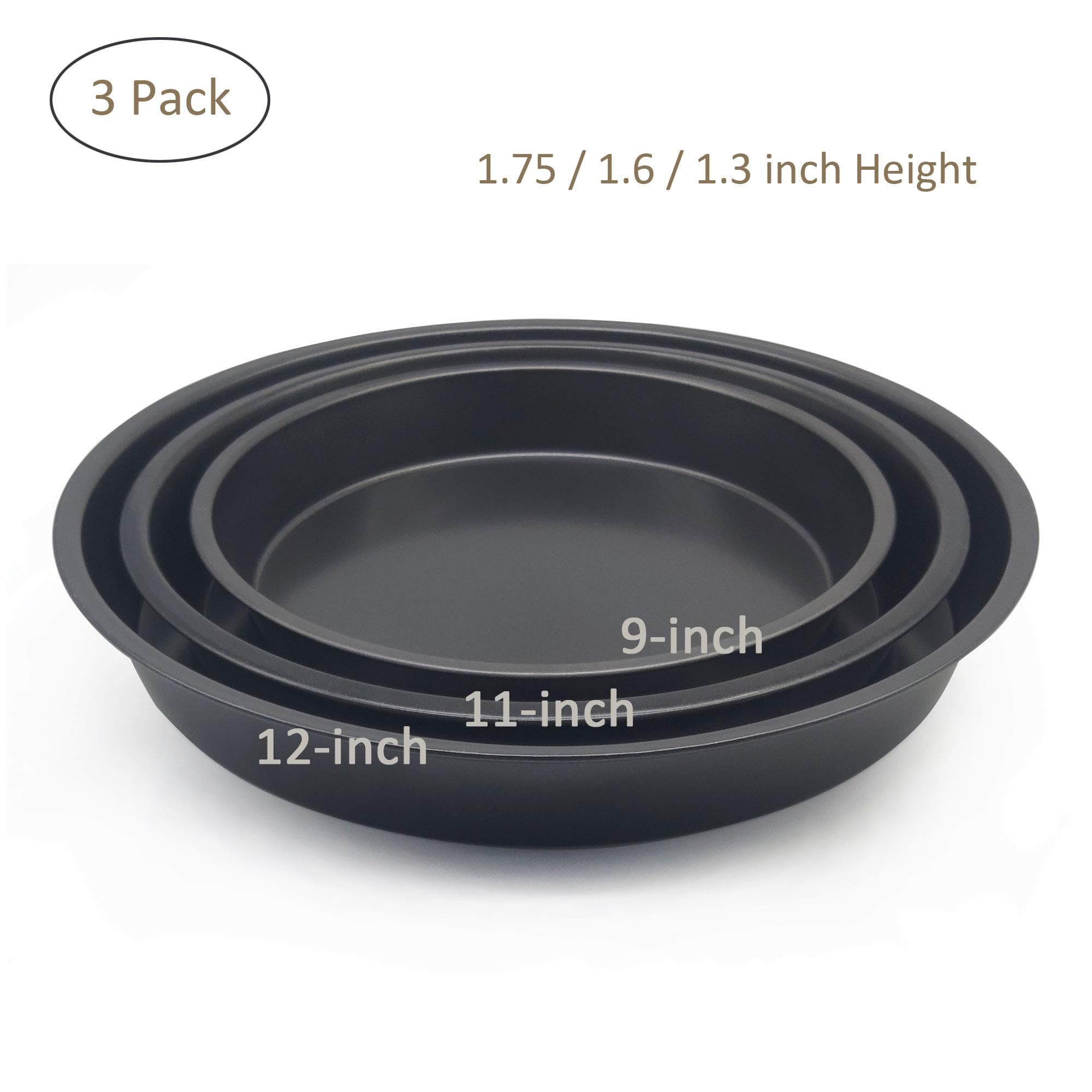 Carbon Steel Non-Stick Deep Dish Pizza Pan Set(9, 11, 12 Inch)