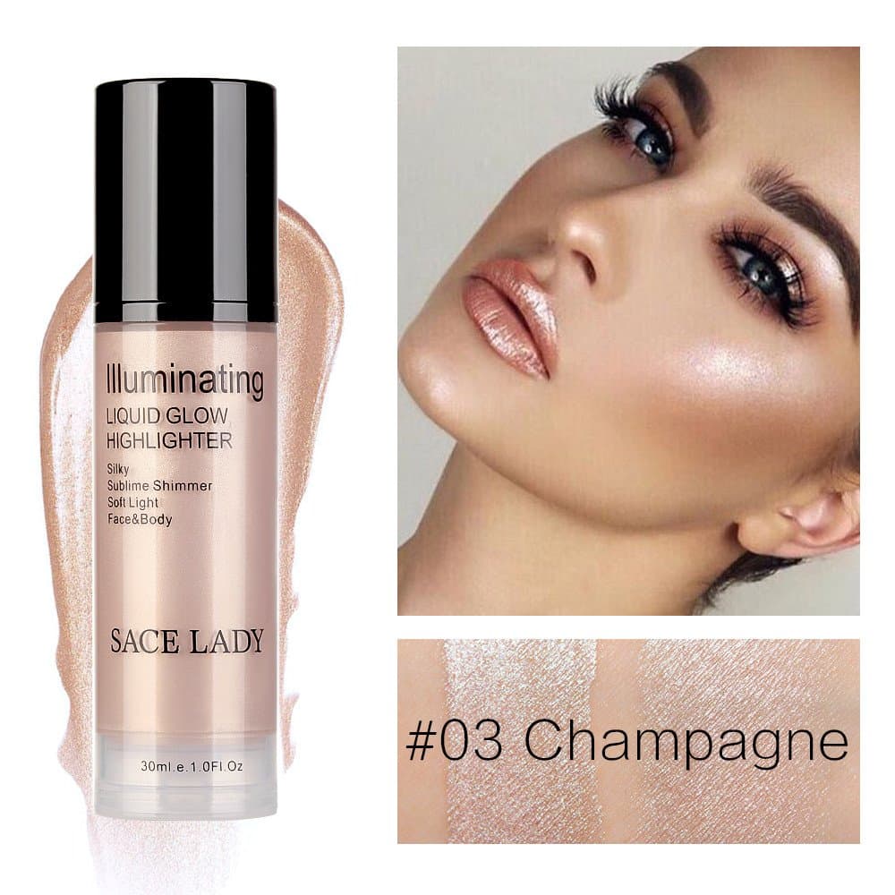 2019 New Face Glow Liquid Highlighter - Bluelucon Waterproof Contour Make Up Glitter Brighten Shimmer Highlighters Makeup 3 Colors Available (C)