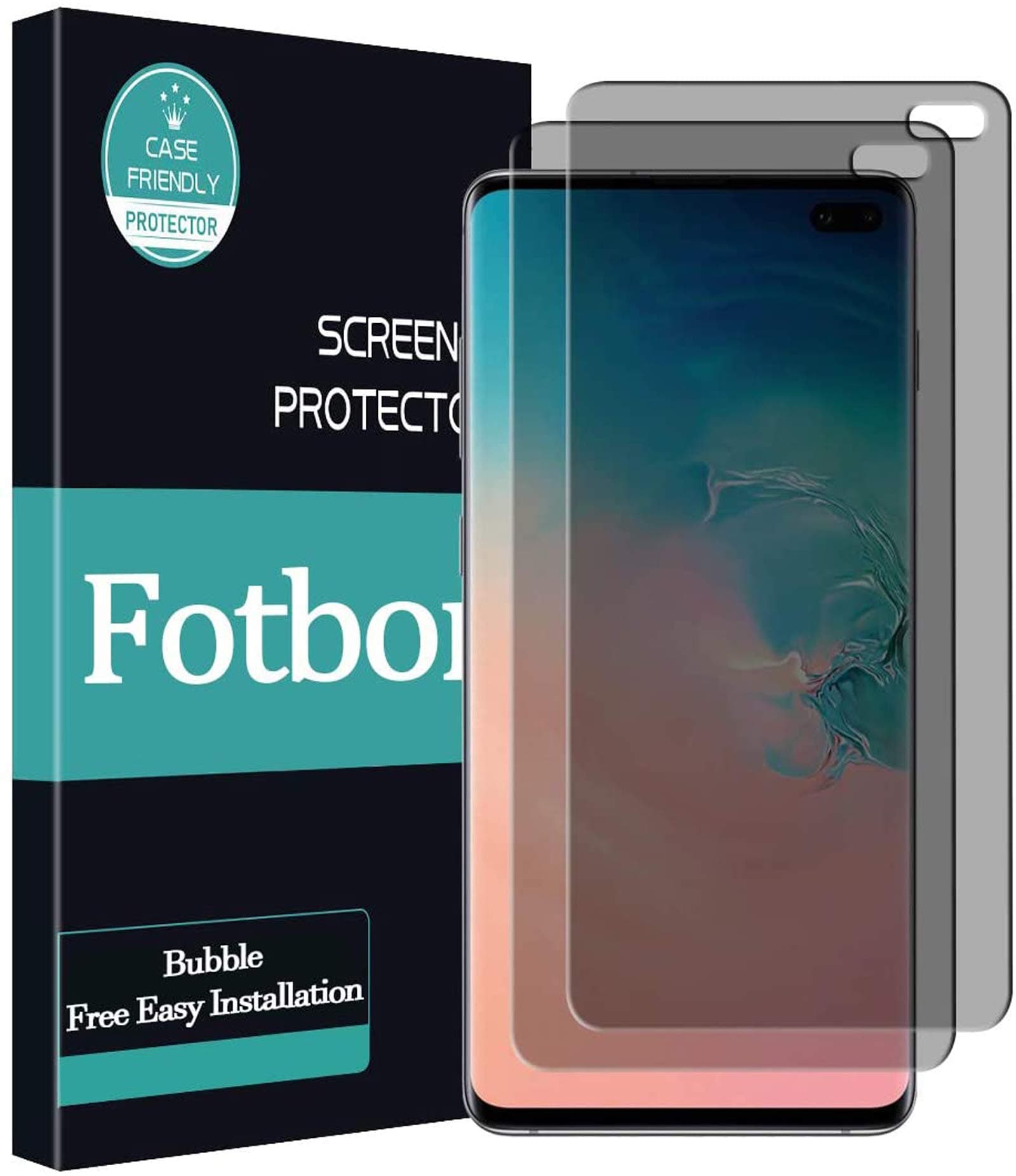 Galaxy S10 Plus Privacy Screen Protector, Anti Spy 9H Hardness Bubble Free Privacy Tempered Glass Screen Protector for Samsung Galaxy S10 Plus 2019 (Not Fit in-Screen Fingerprint)