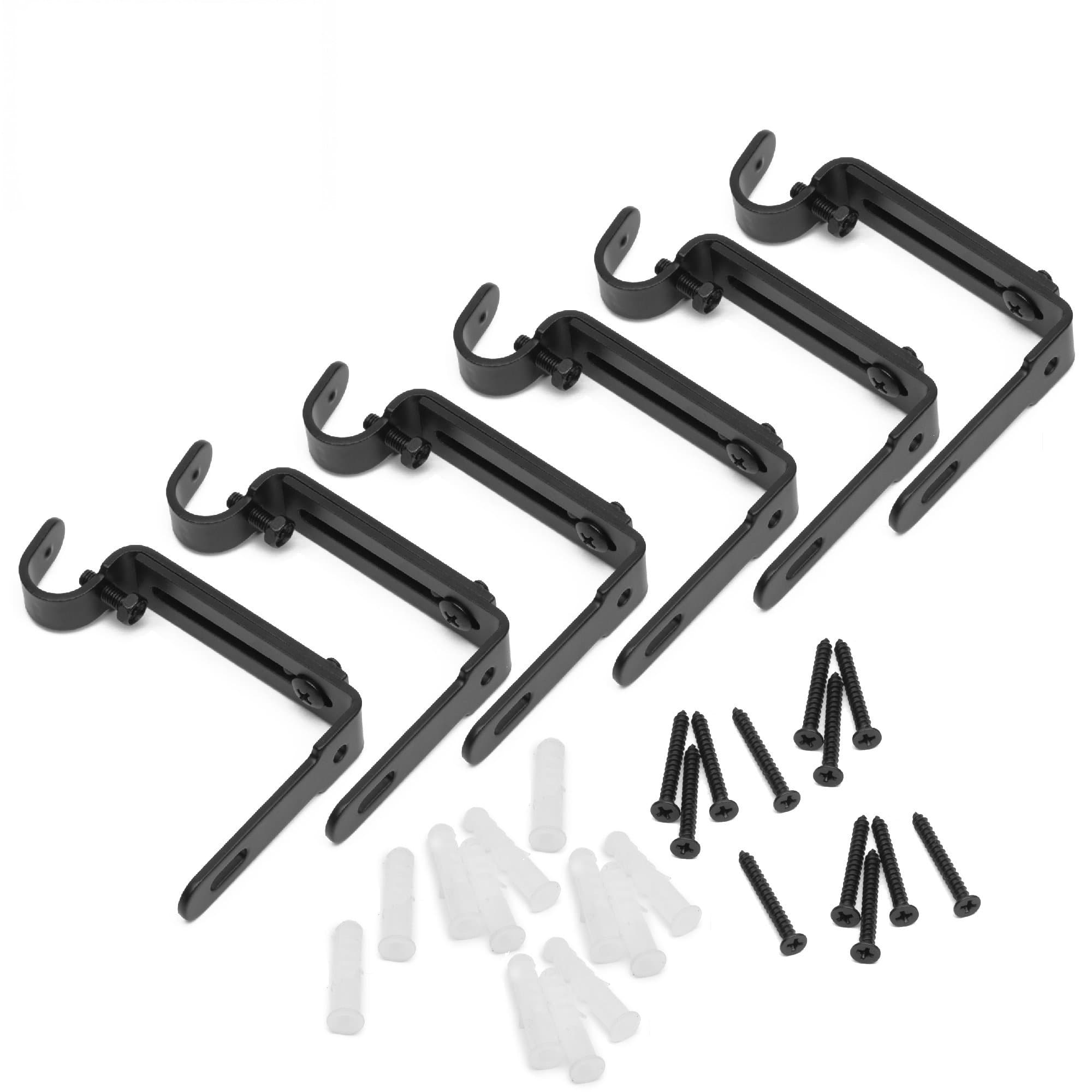 GrayBunny GB-6809 Adjustable Curtain Rod Wall Bracket, Set of 6, Black, Premium Steel…