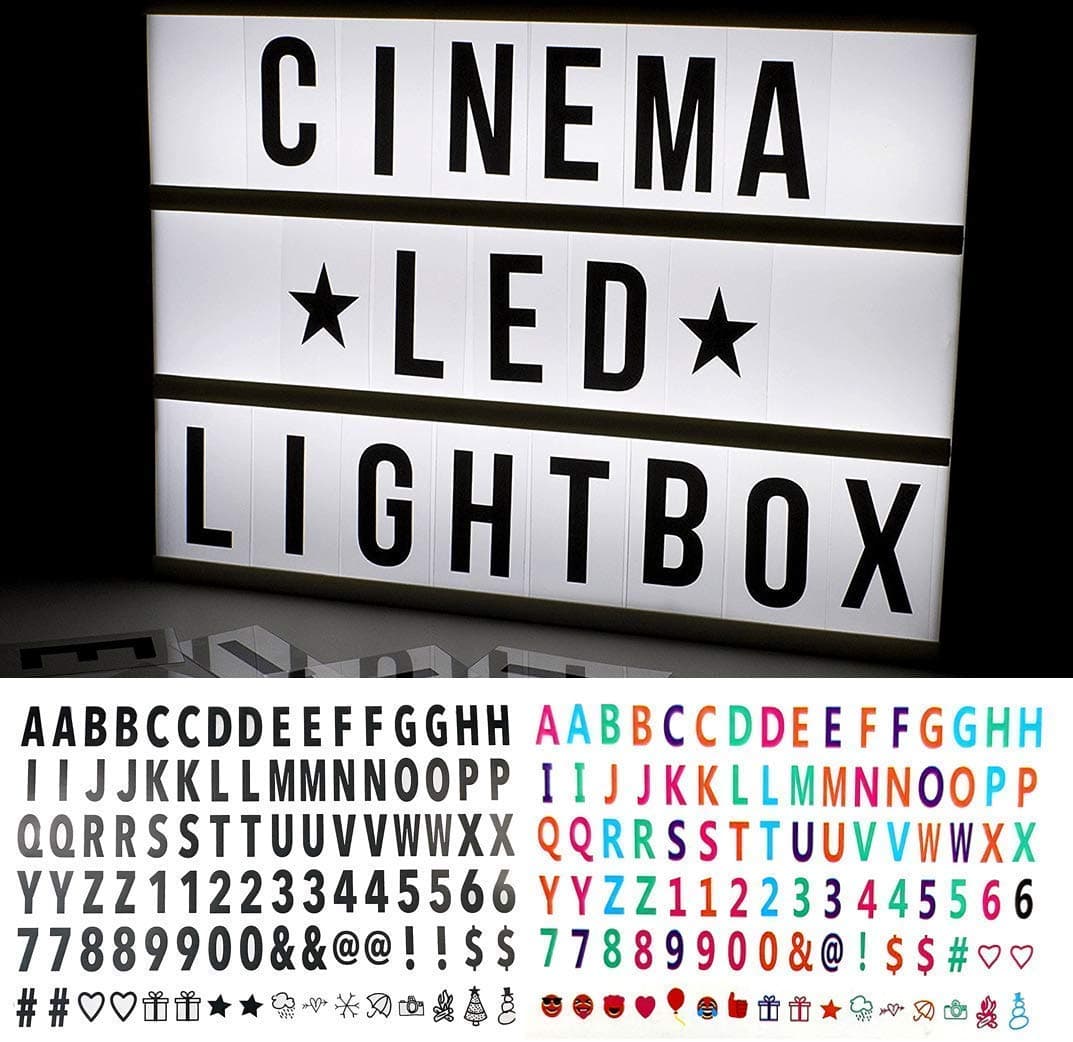 Angel Bear USB and Battery Powered Cinematic Lightbox Led Changeable Letter & Symbols Tiles, A4 Size, 96 Symbols