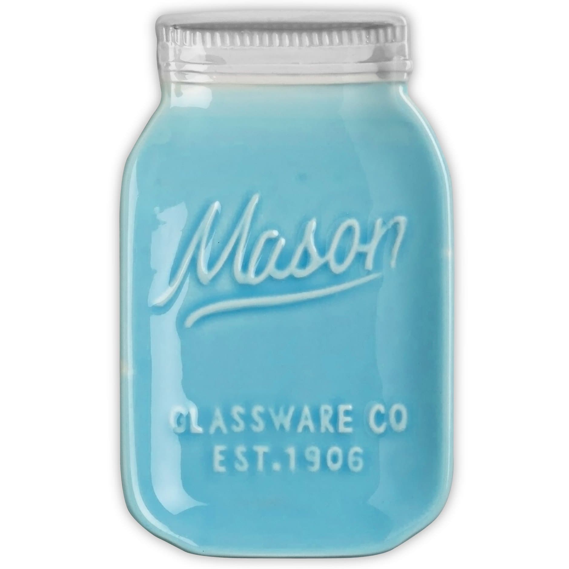 Vintage, Mason Jar Inspired Ceramic Large Spoon Rest - Kitchenware | Modern Farmhouse | Super Cute, Retro, Decorative, Durable and Functional by My Fancy Farmhouse (Blue)