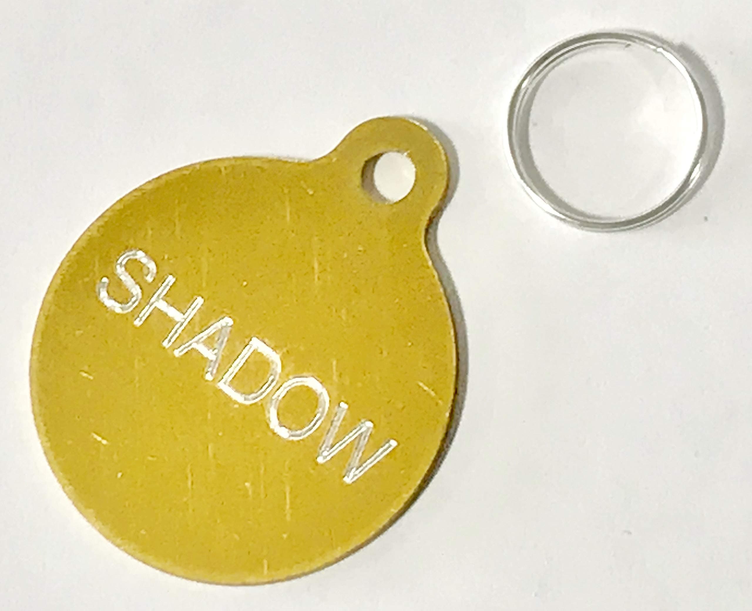 Premium Quality - Personalised 25mm circle - Double Sided engraved ID tag - ID pet Tag - Free Engraving - Deep engraving - 5 Colours available - (Gold)