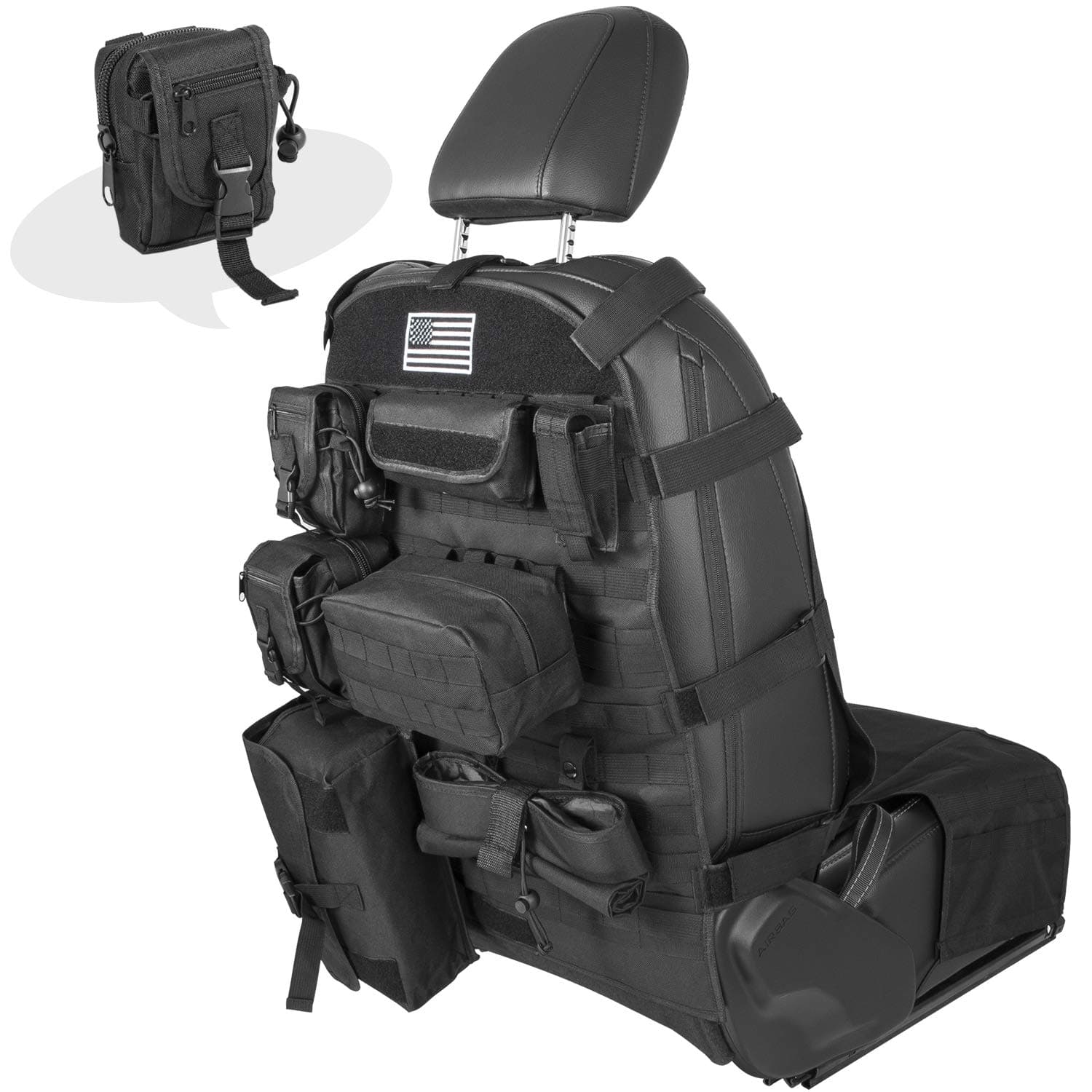 Universal Front Seat Cover Case with Storage Bags Multi-Compartments Holder Pockets Molle Pouches Stuff Organizer Great for 1956-2019 Jeep Wrangler CJ YJ LJ JK JL Ford Toyota Jeep Cherokee etc.(9 pcs)