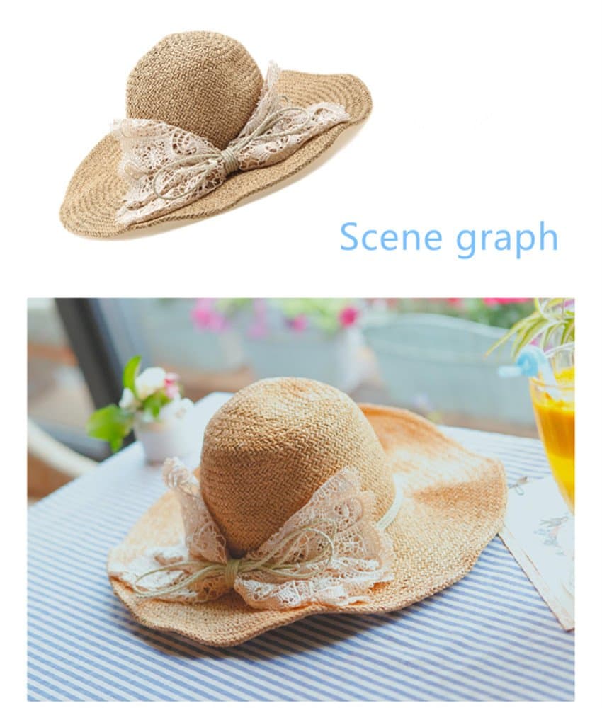 Women's hat soft small basin hat crochet flower embroidery straw hat girl summer folding fisherman hat visor UV protection sun hat can cover the face/ 4 styles (Color : Gray)
