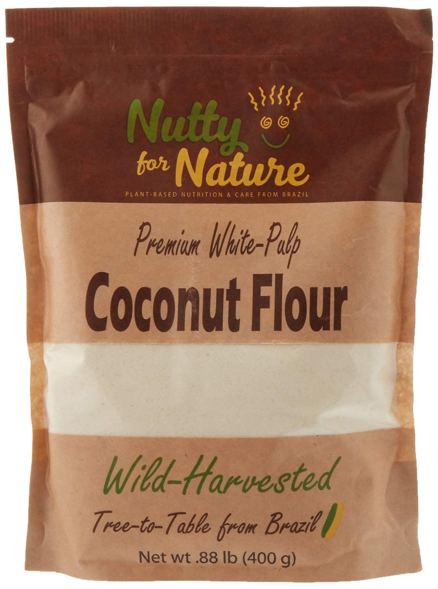 Nutty for Nature White Pulp Coconut Flour From Brazil - Raw, Gluten Free and Paleo, 400 Grams