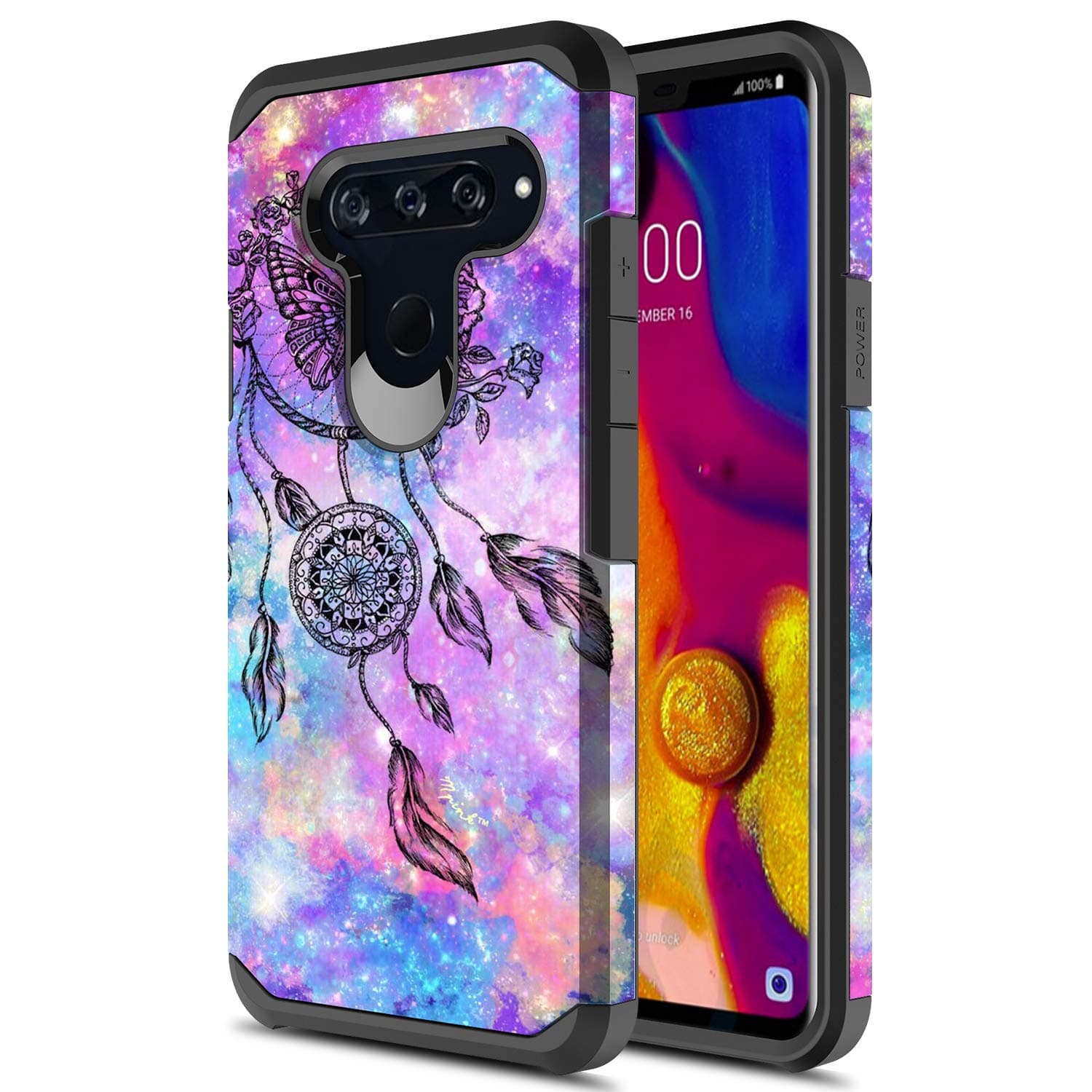 LG V40 ThinQ Case, Onyxii Hybrid Dual Layer Slim Graphic Armor Shockproof Impact Resistant Protective Cover Case for LG V40 ThinQ (Dream Catcher)