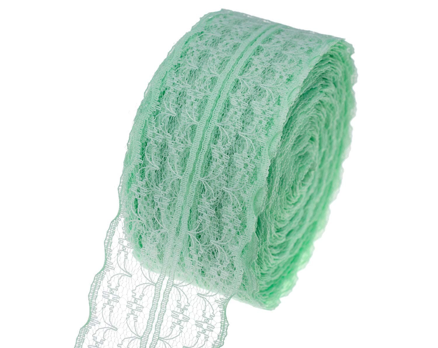 ATRibbons 25 Yards 1-3/4 Inch Wide Floral Pattern Lace Trim Roll Colorful Lace Fabric Ribbon for Sewing Making,Gift Wrapping and Bridal Wedding Decorations (Light Green)