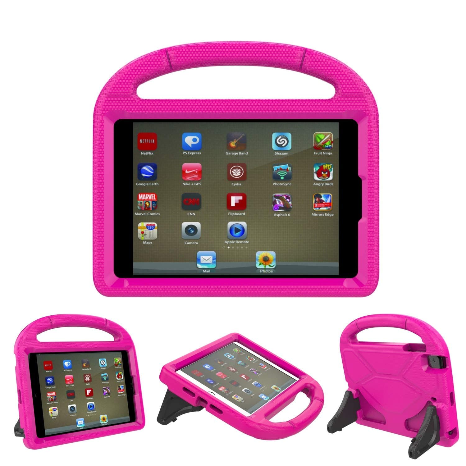 iPad 9.7 Case, iPad 9.7 Covers for Kids - ThreeJ Light Weight Portable Shockproof Super Protection Handle Stand Cover for iPad 9.7 2018/2017 (iPad 9.7-inch, Pink)
