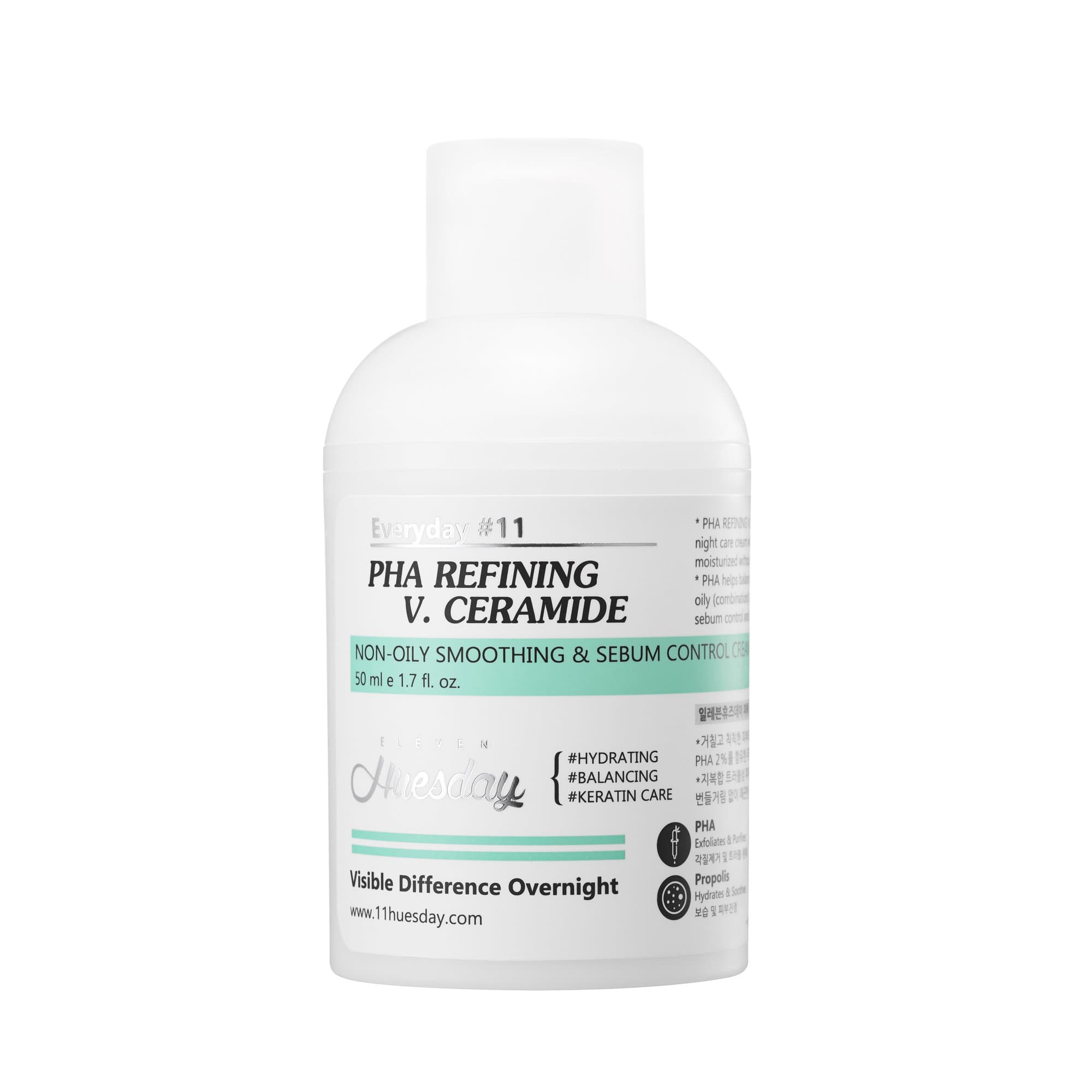 Eleven Huesday PHA Refining V. Ceramide for Non-oily Smoothing and Sebum Control with PHA, Propolis & Ceramide - 50 ml e 1.7 fl.oz.