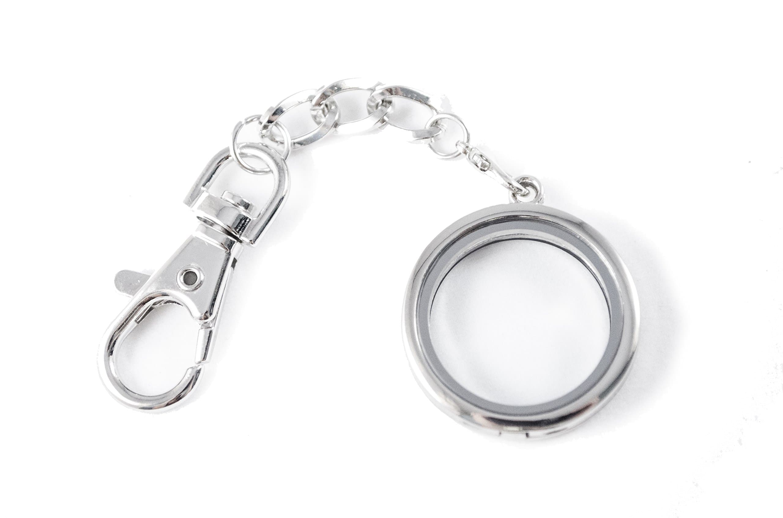 HDSupplies Floating Memory Locket Keychain - Silver Tone - Magnetic - Large 30mm