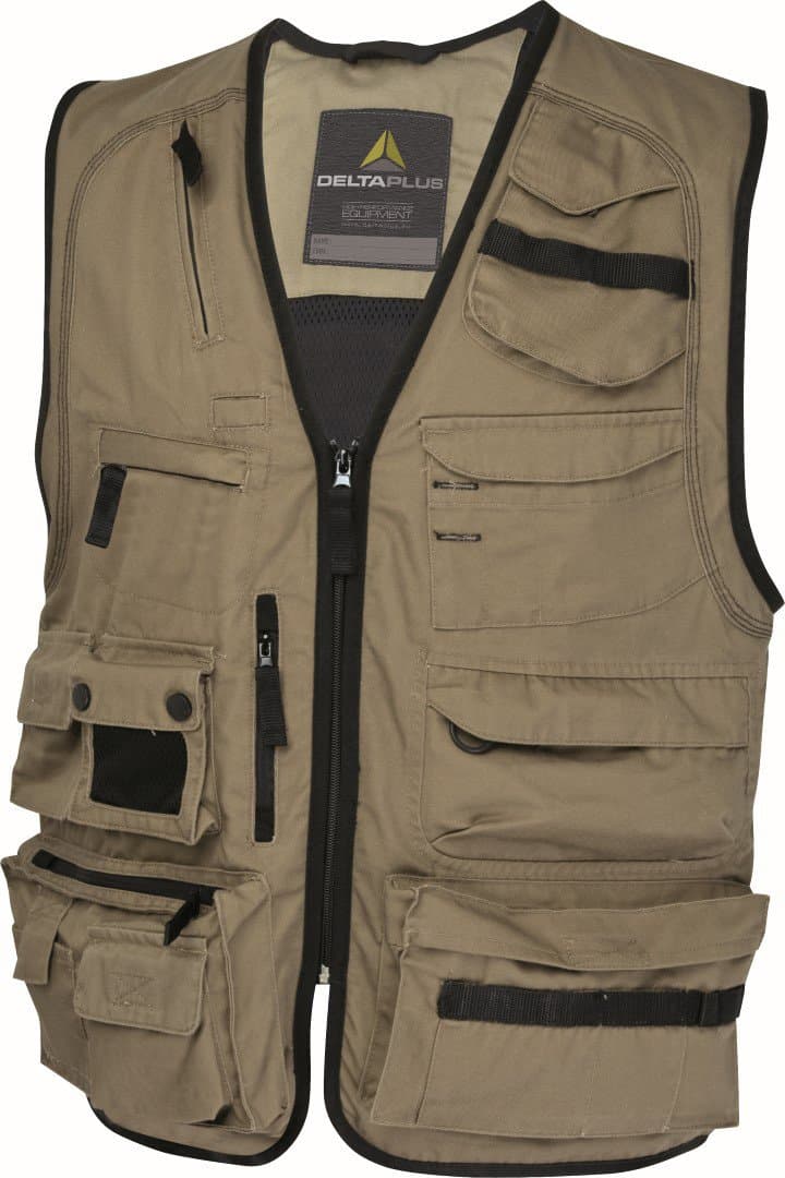 Deltaplus Mens Panoply Msgil Mach Spring Beige Work Vest Gilet Body Warmer Tool Vest XXX-Large