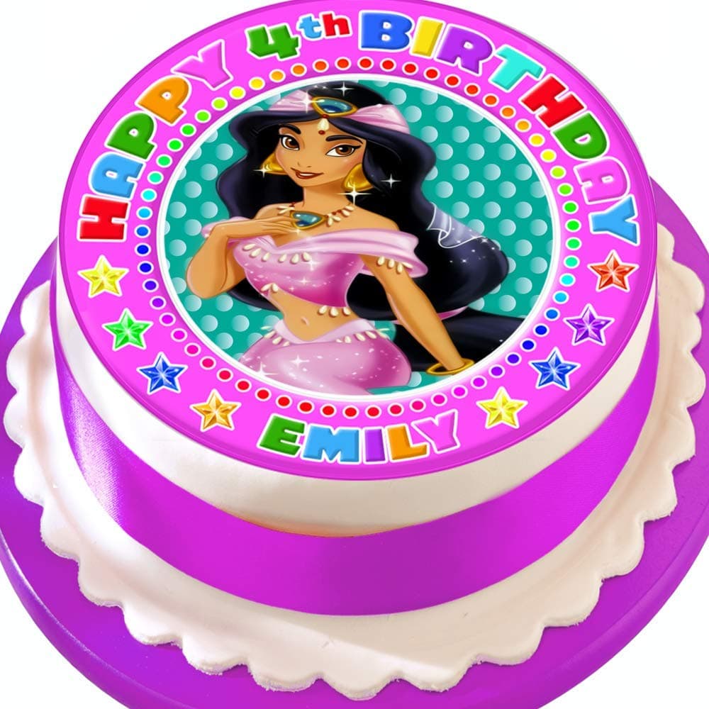 Princess Jasmine Personalised with Name and Age PRECUT 7.5 INCH Cake Topper Edible Decoration Icing Sheet