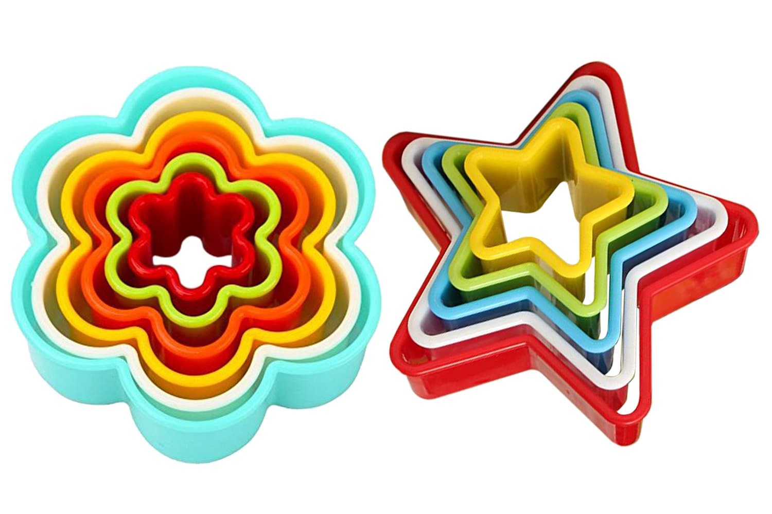 Cookstyle 6 Flower Shape and 5 Star-Shape Plastic Cookie Cutters (Multicolour, 127)