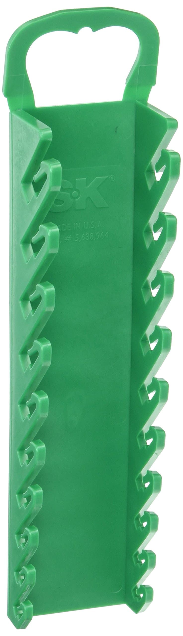 SK Hand Tools 1077 Green 10 Slot SureGrip Short Combination Wrench Rack