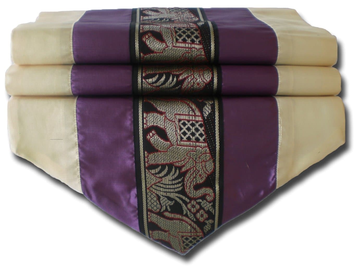 by soljo - tablecloth tablerunner table runner linen Thai Silk Elegant Elephant 150/200/250 cm x 32 cm many colors TC0130-TC0144 (purple, 250 cm x 32 cm)