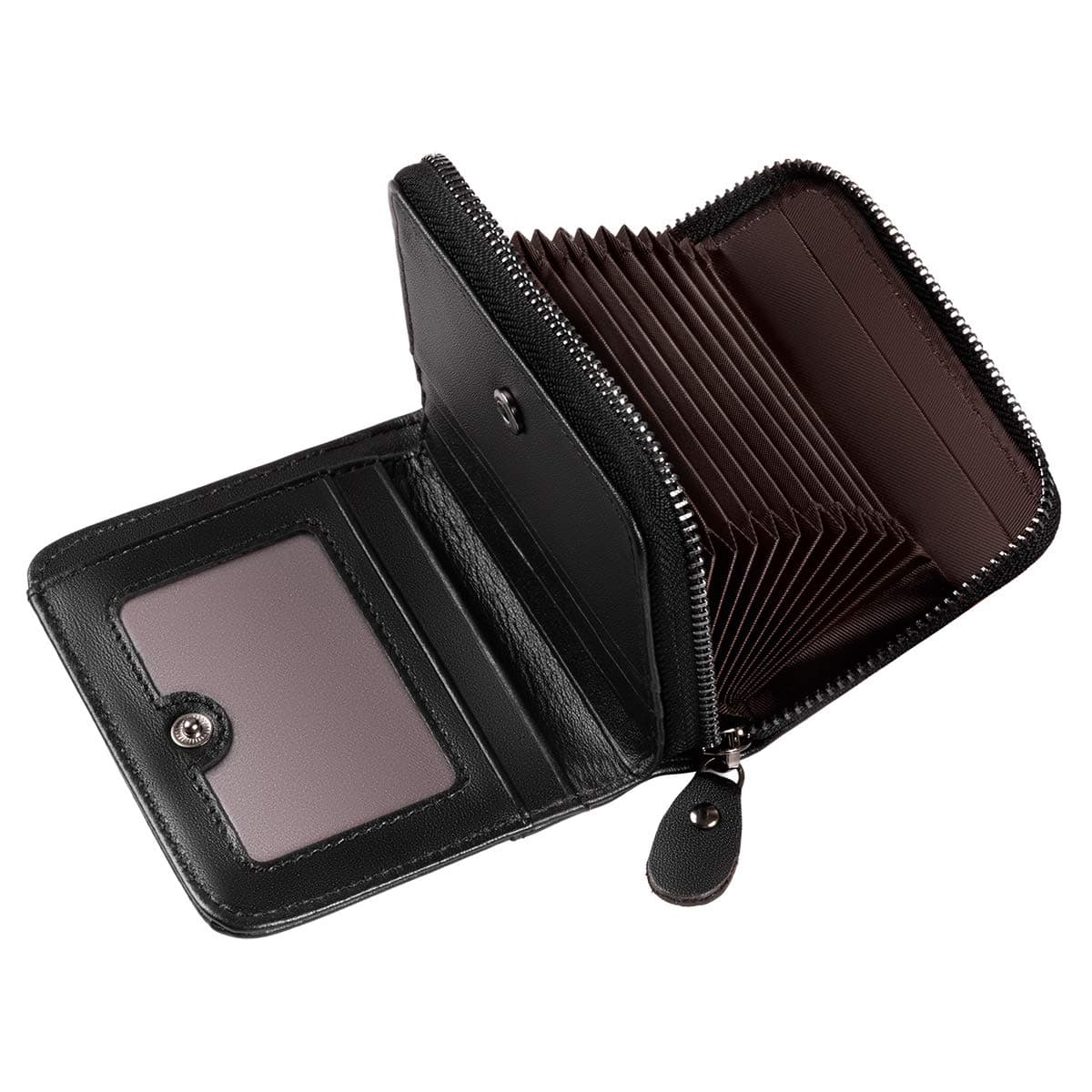 HUANLANG Mens Wallet RFID Blocking Multi Card Holder Wallets for Men Bifold Wallet with Zipper Small Men's Leather Wallet