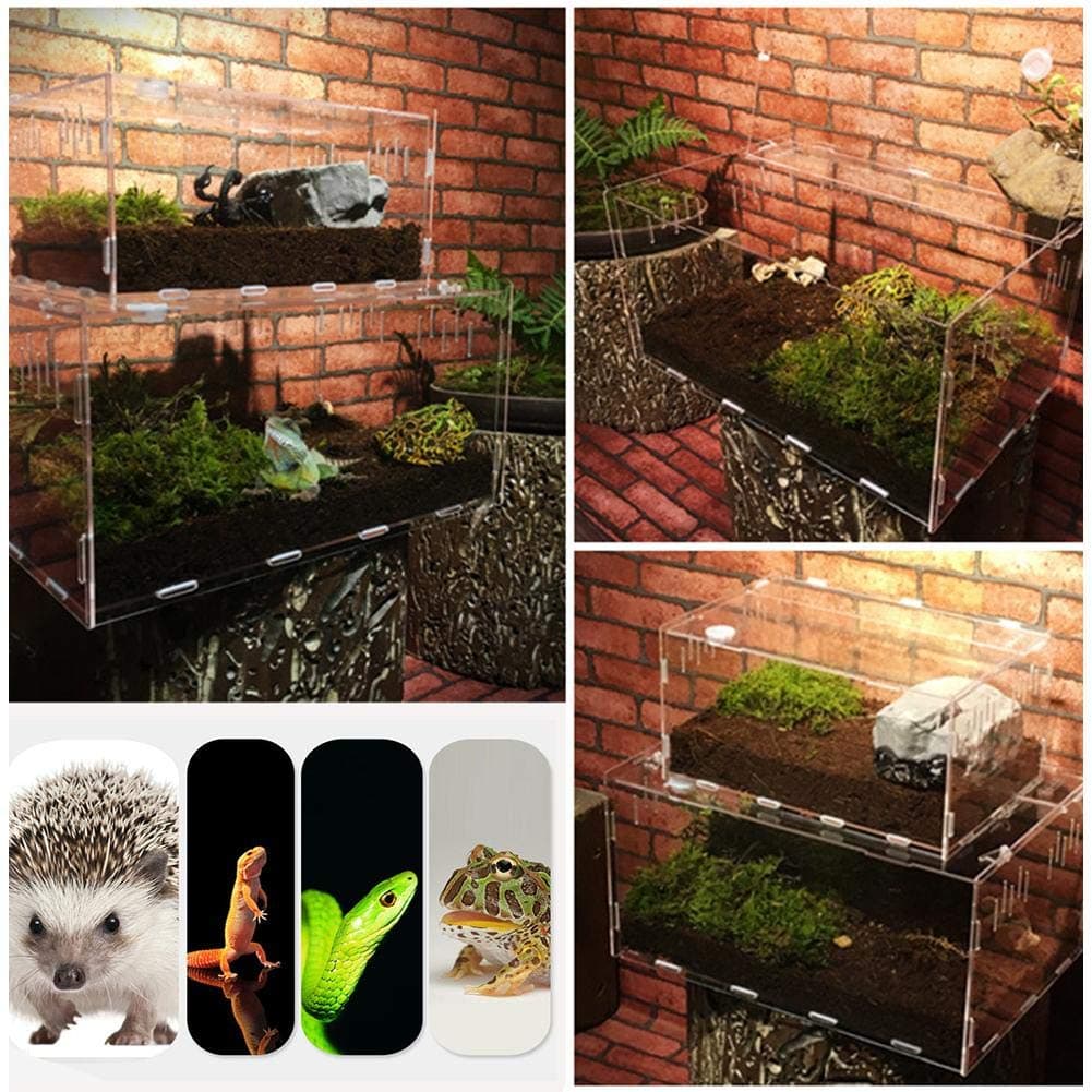 Acrylic Transparent Pet Reptiles Box Breeding Tanks Container For Lizard Chameleon Spider Snake Other Reptiles 29cmx19.6cmx15cm
